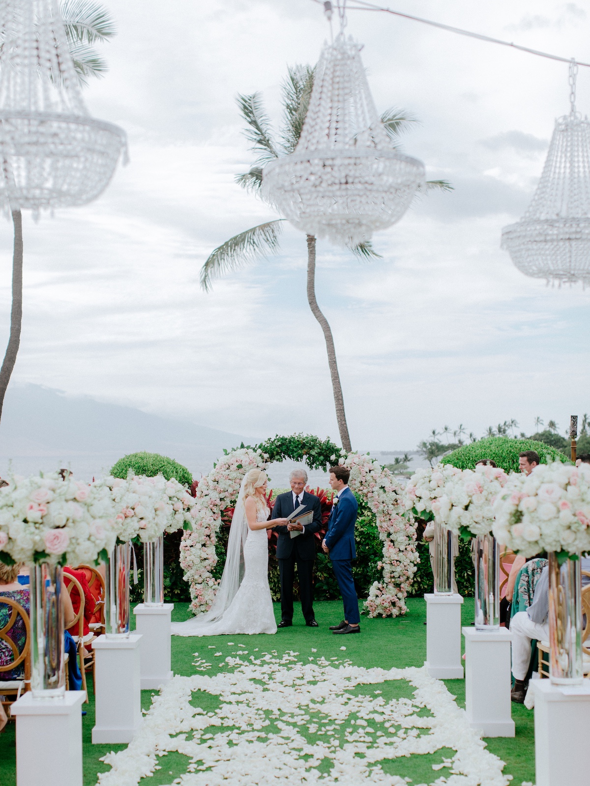 Wedding ceremony chandeliers