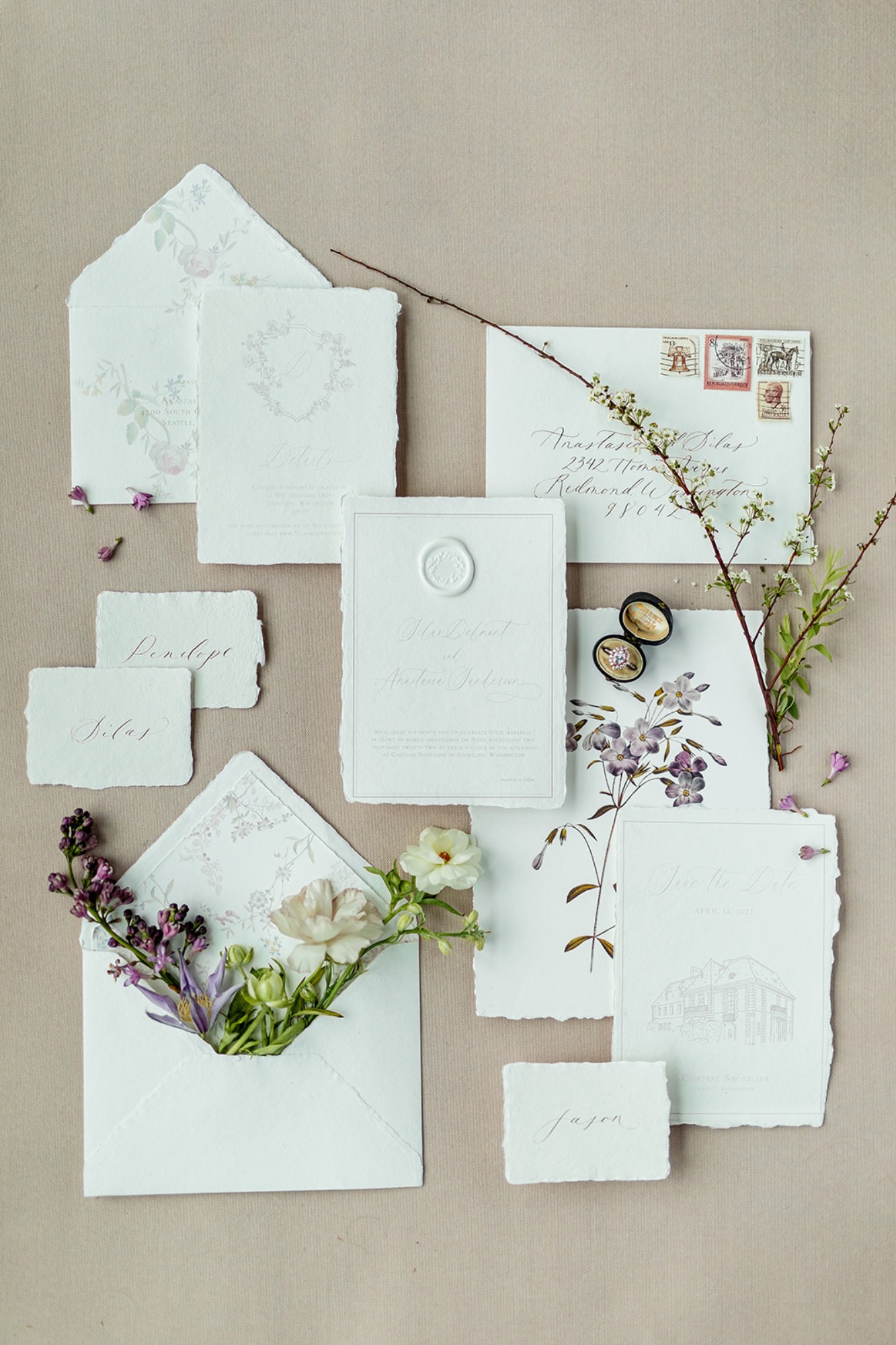Cree and Co wedding invitation suite
