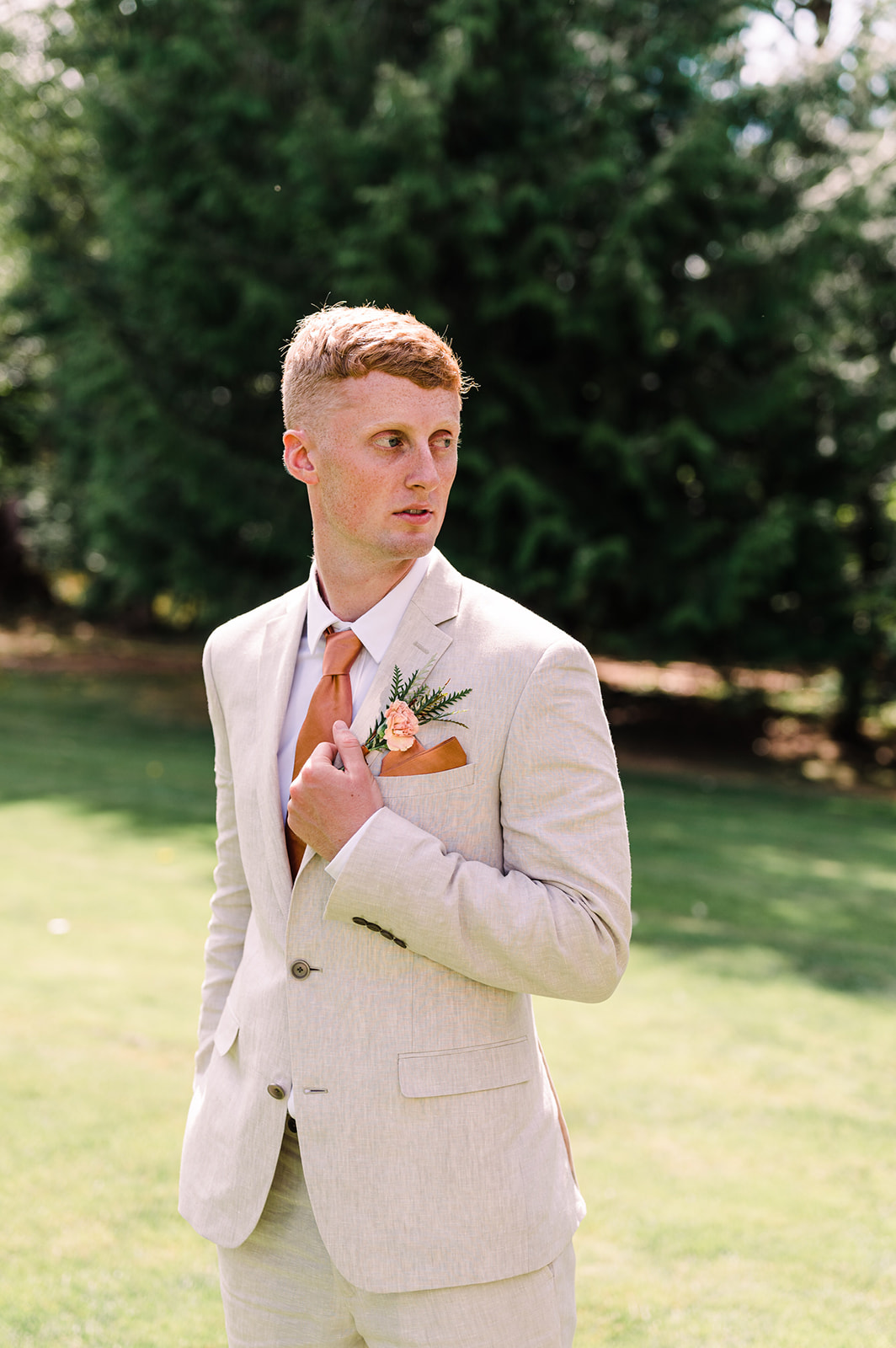 Neutral suits for the groom