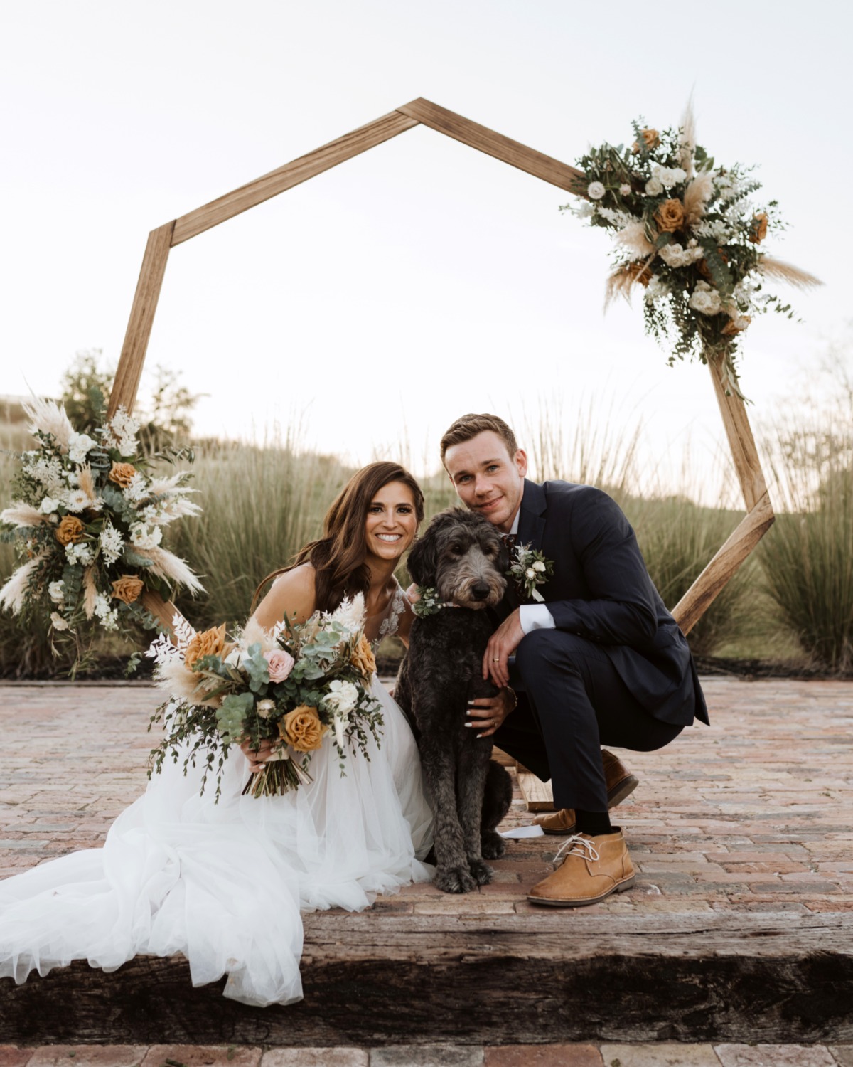 Wedding portraits with a pet