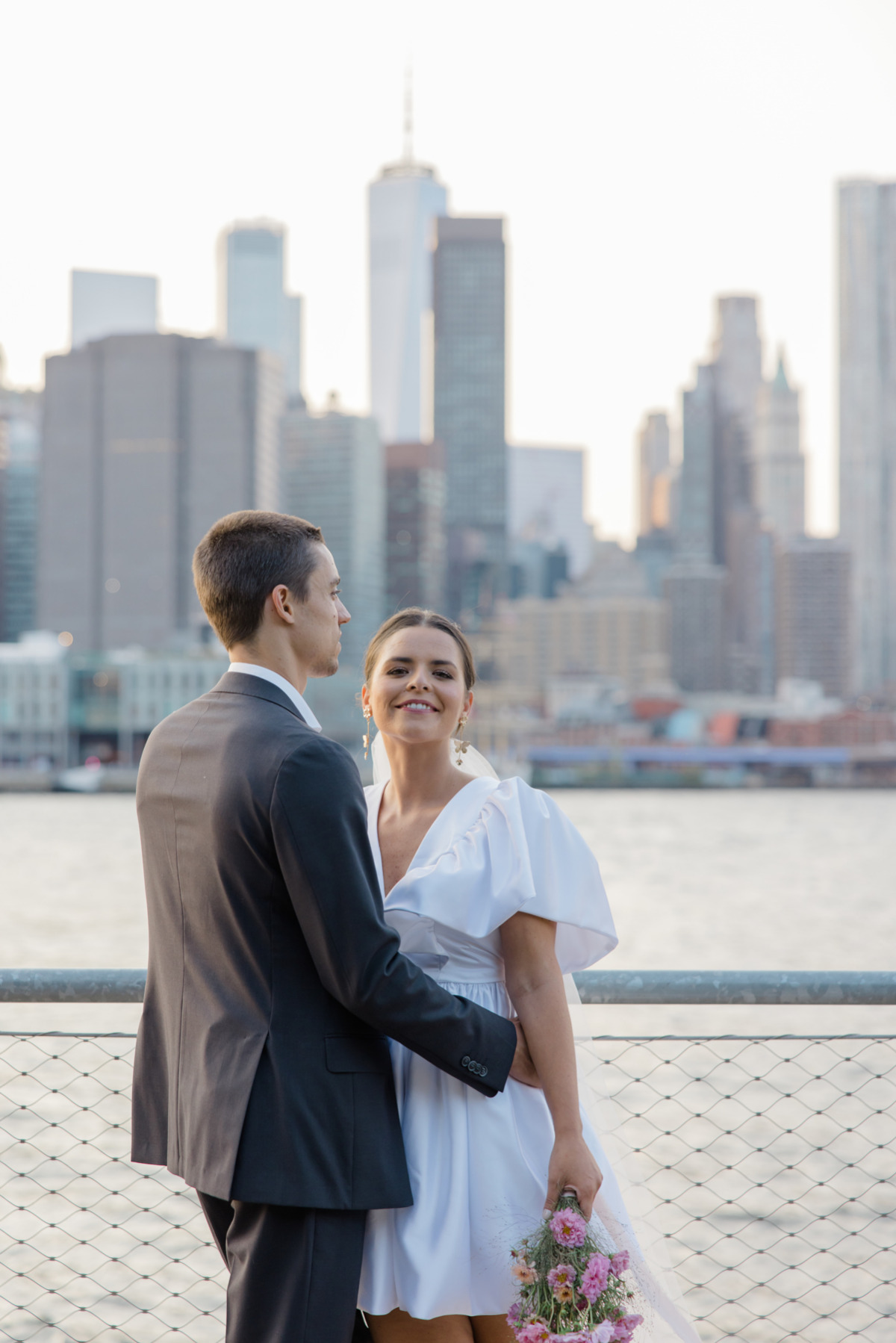NYC skyline wedding photos
