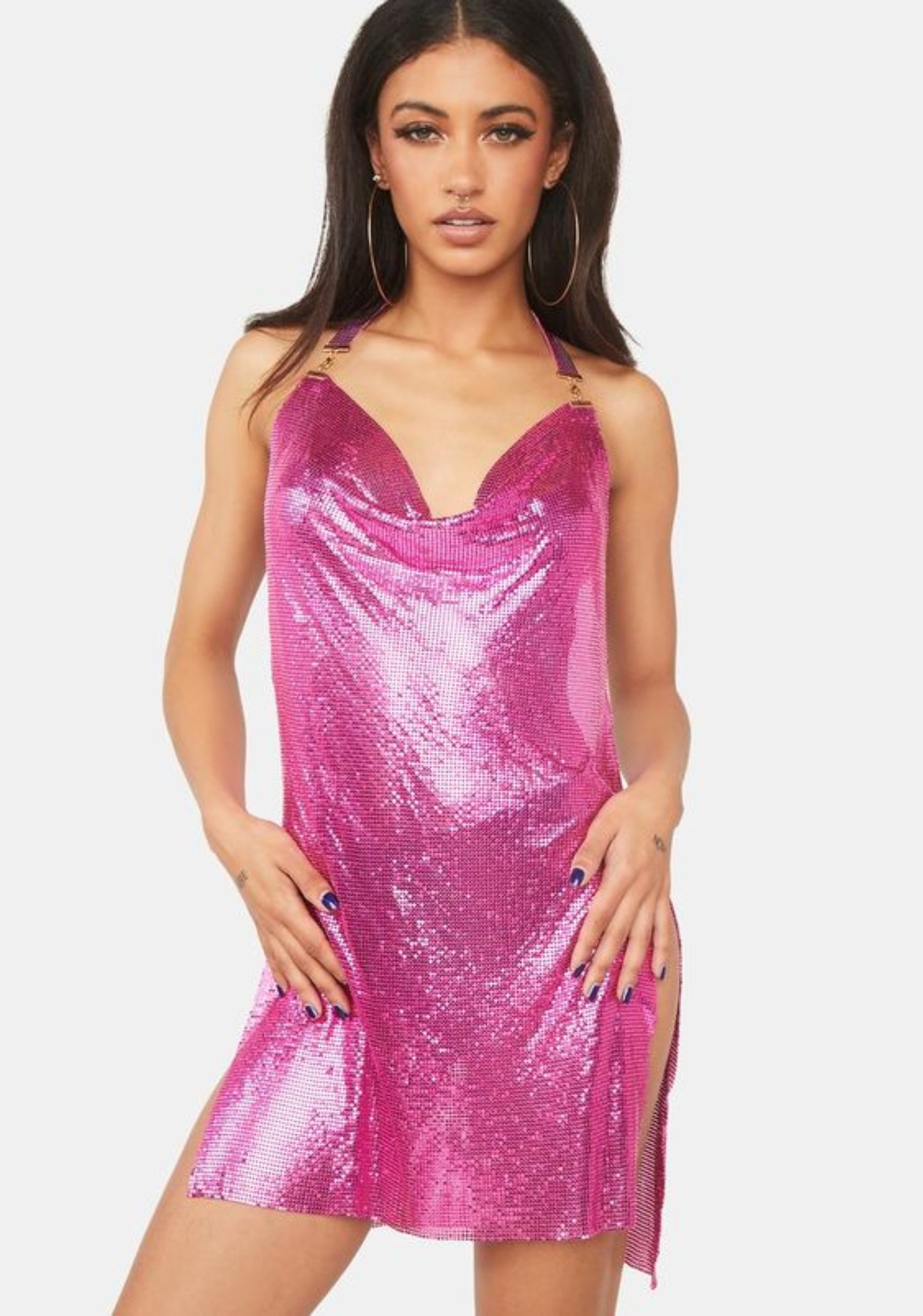 hot pink chainmail dress for bachelorette