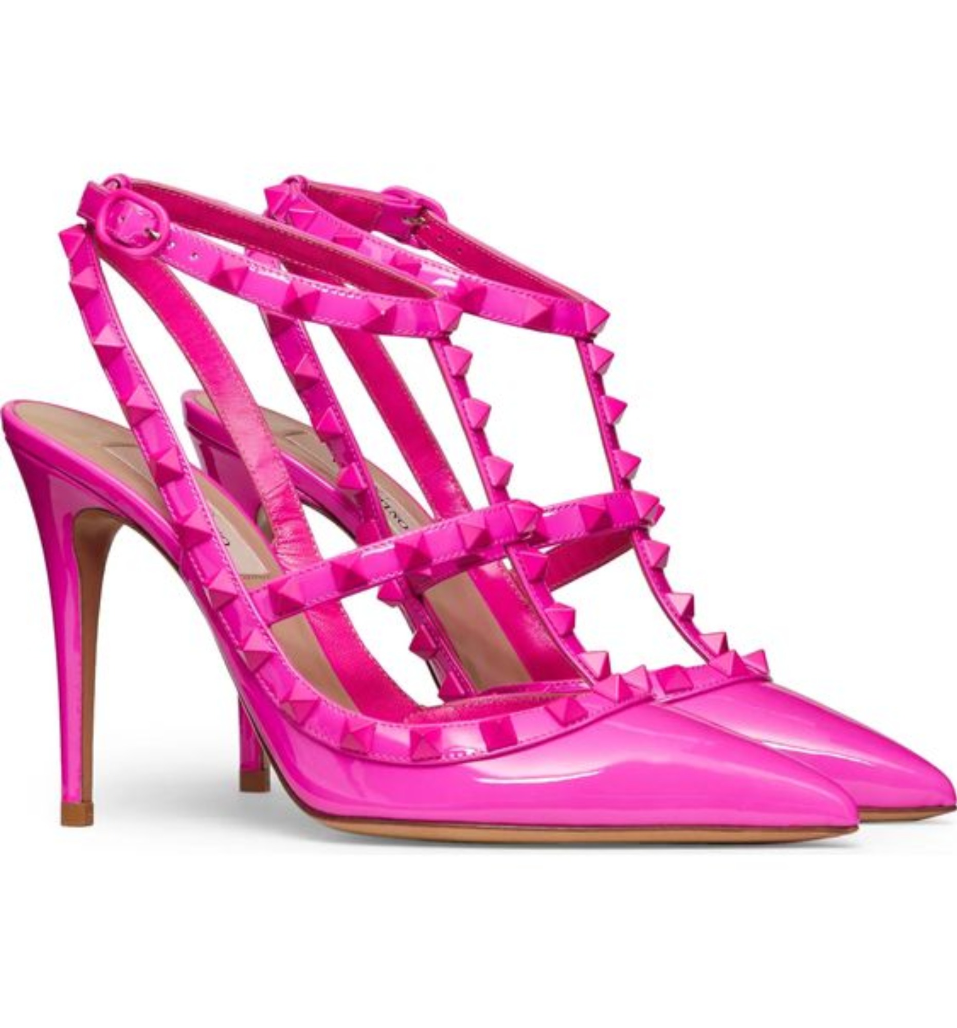 valentino rock stud pumps in hot pink