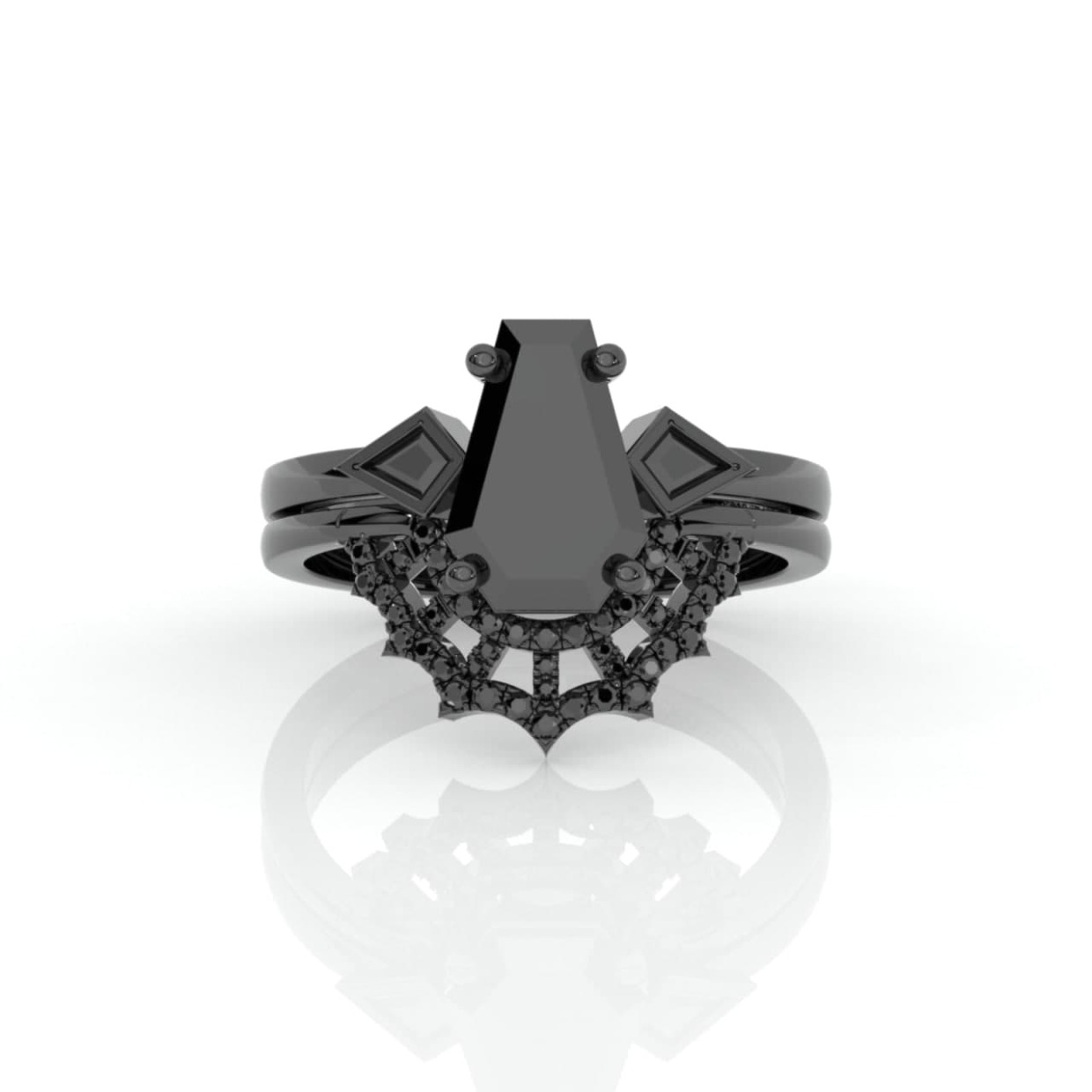 Black Diamonds- New York Black Engagement Ring with Spider Web