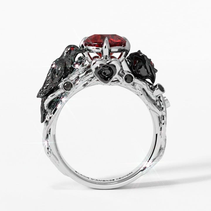 Black Diamonds- New York Black Engagement Ring with Crow