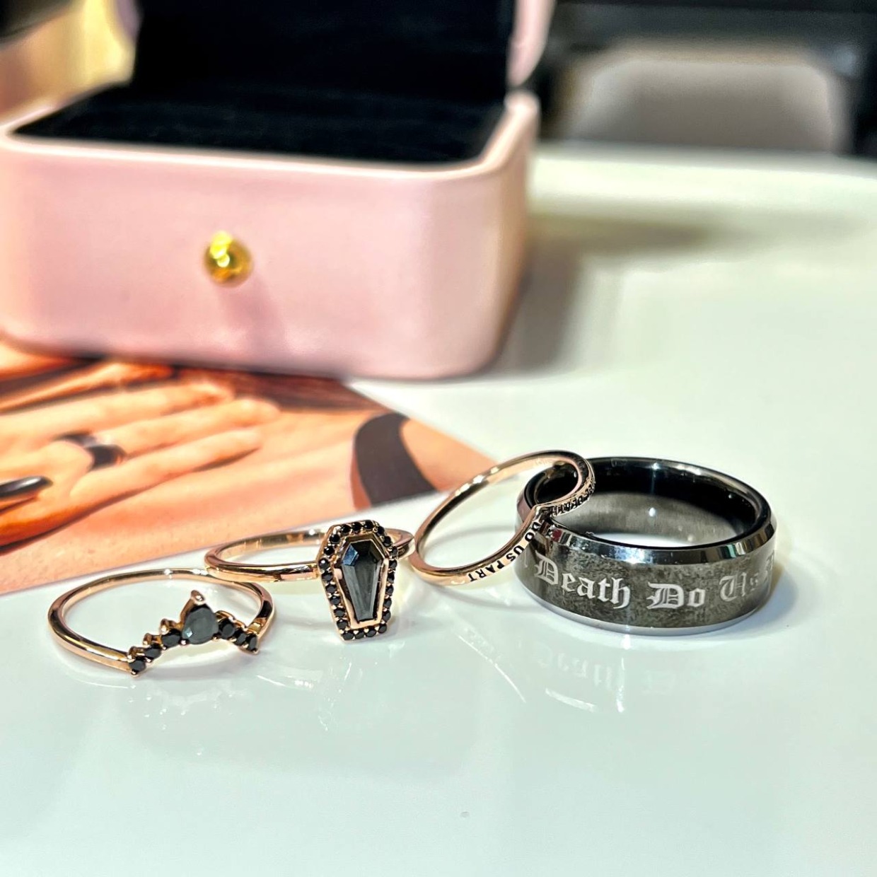 Black Diamonds- New York Black Engagement Ring and Wedding Band