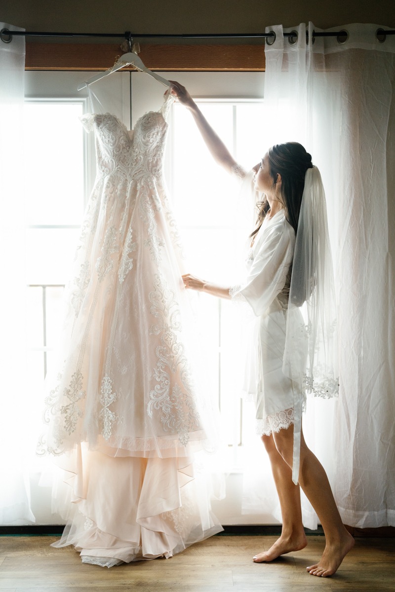 off-white wedding dress