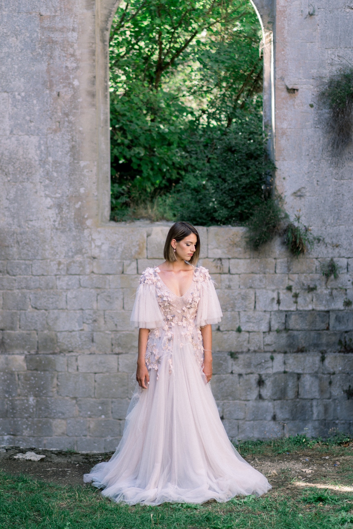 blush wedding gown