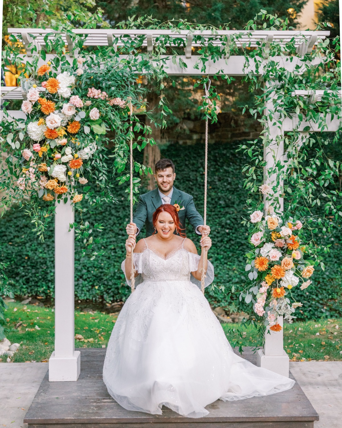 Newlywed Floral Swing Portraits 