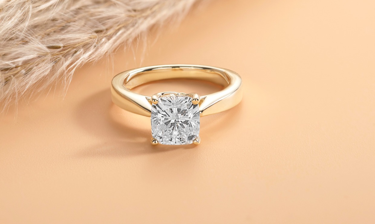 Grown Brilliance Cushion Lab Grown Diamond Trellis Solitaire Engagement Ring