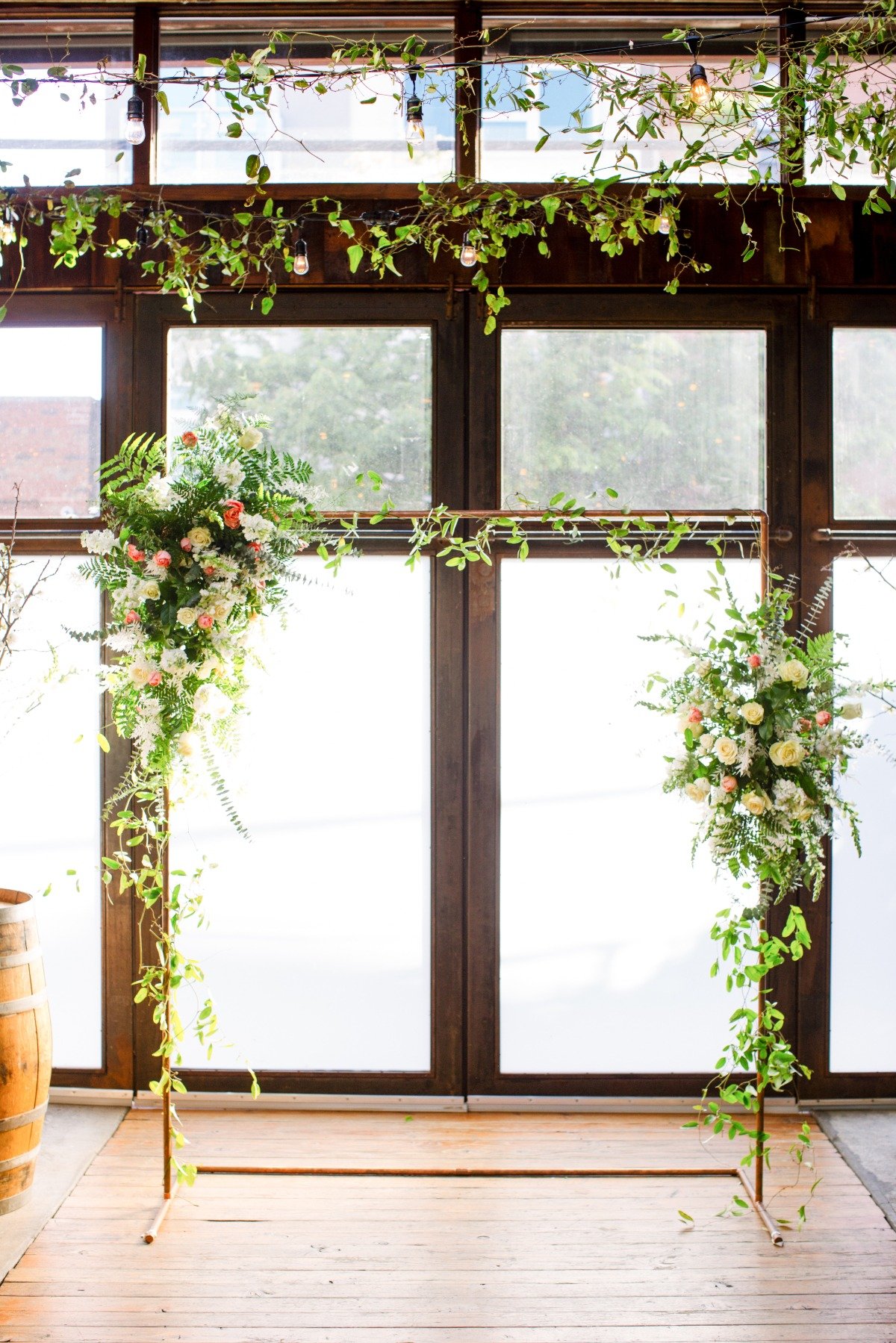 square floral wedding arch