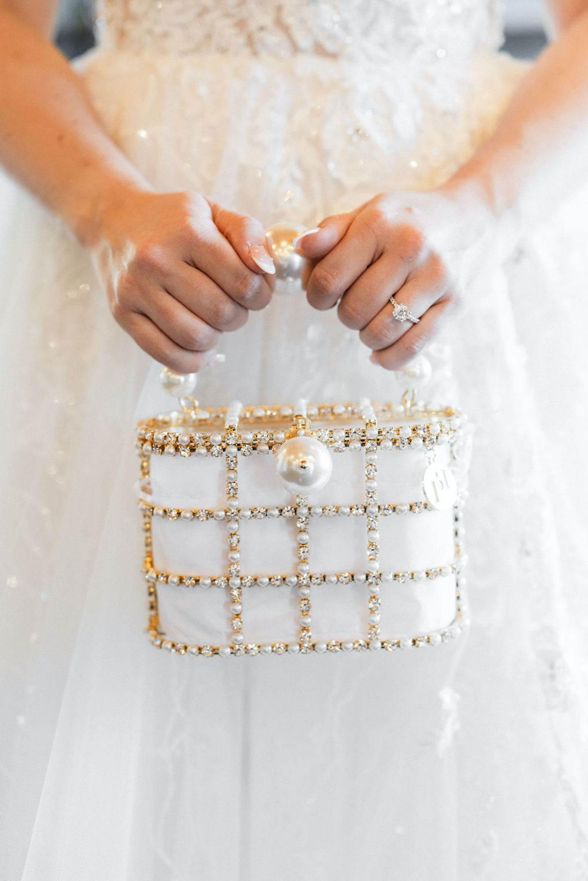 wedding purses with pearls and rhinestones