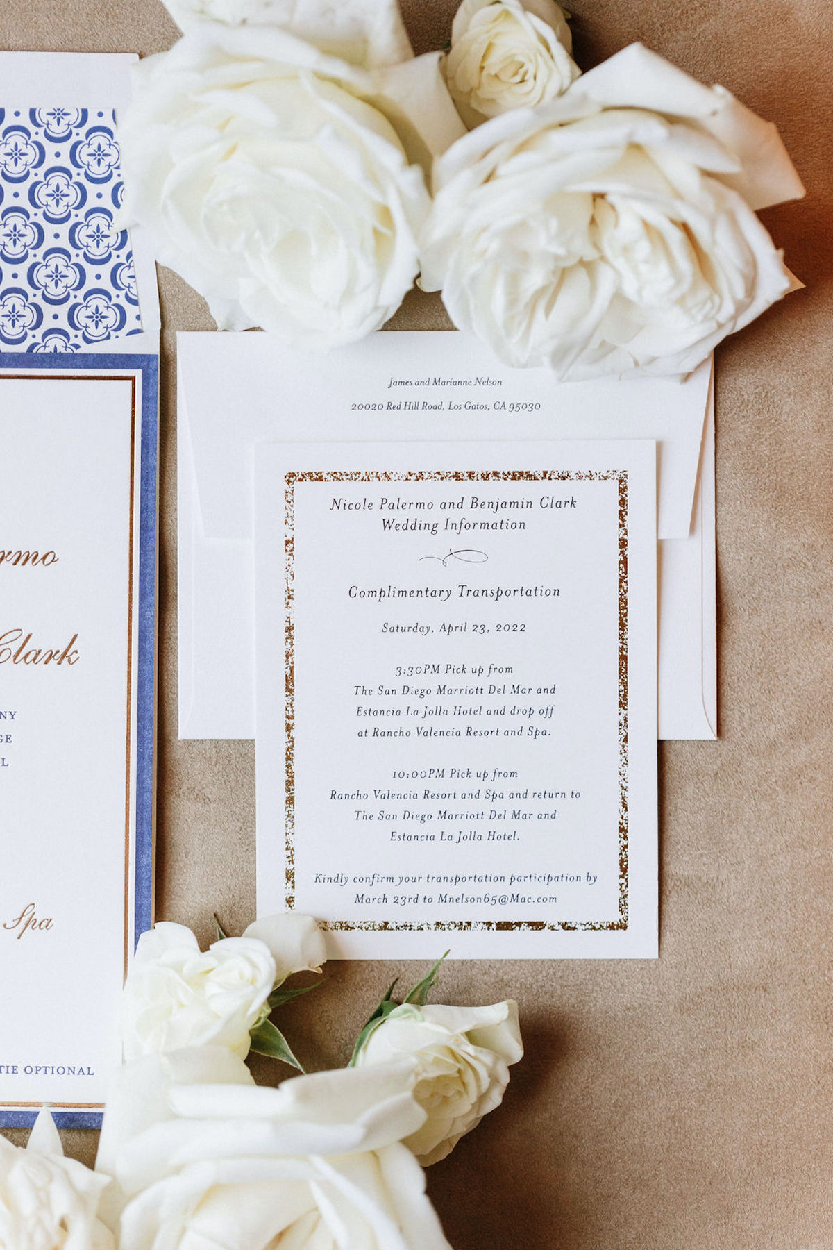 wedding stationery with gold accents