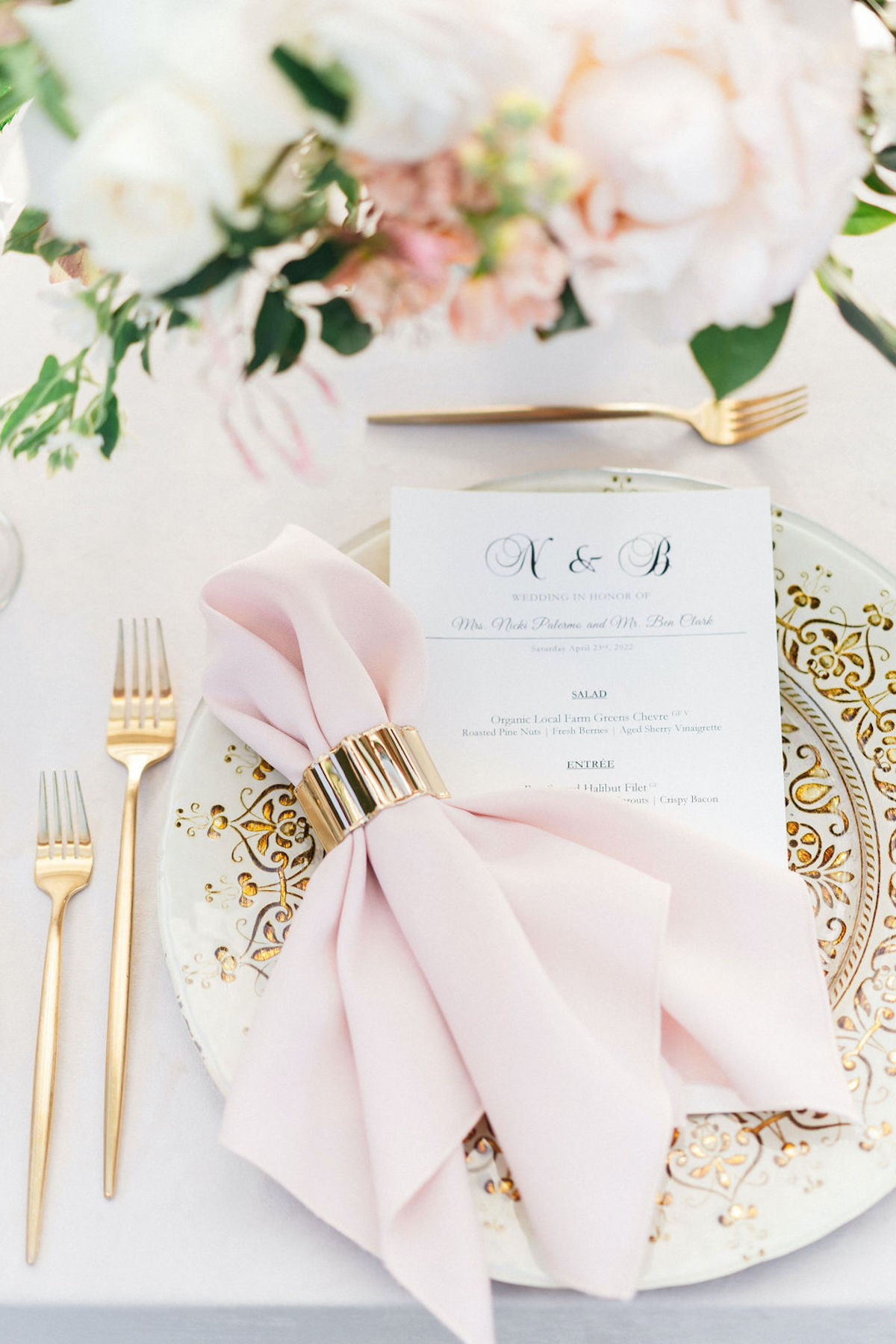 pink and gold reception 