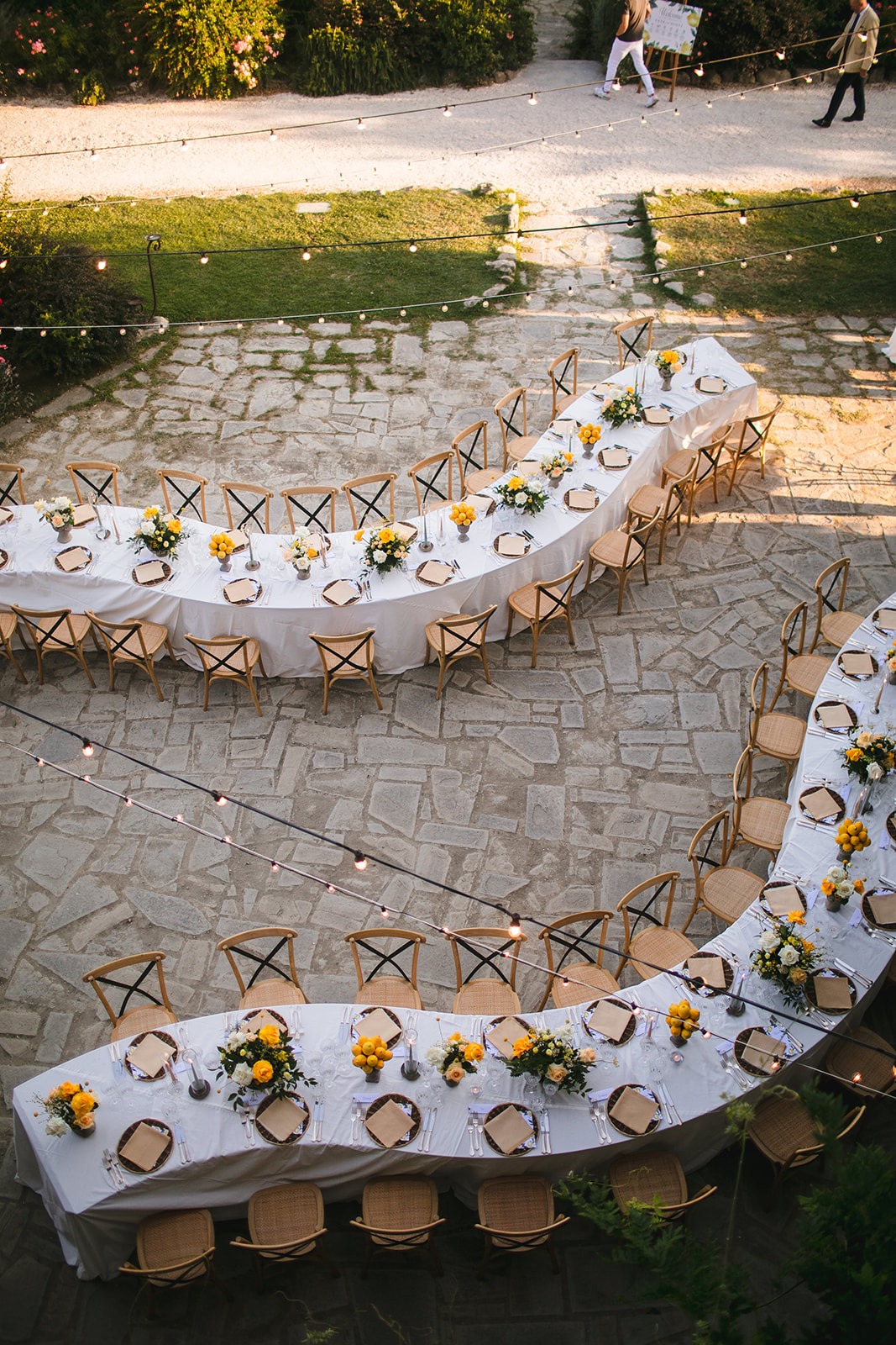 Winding tables aerial view 