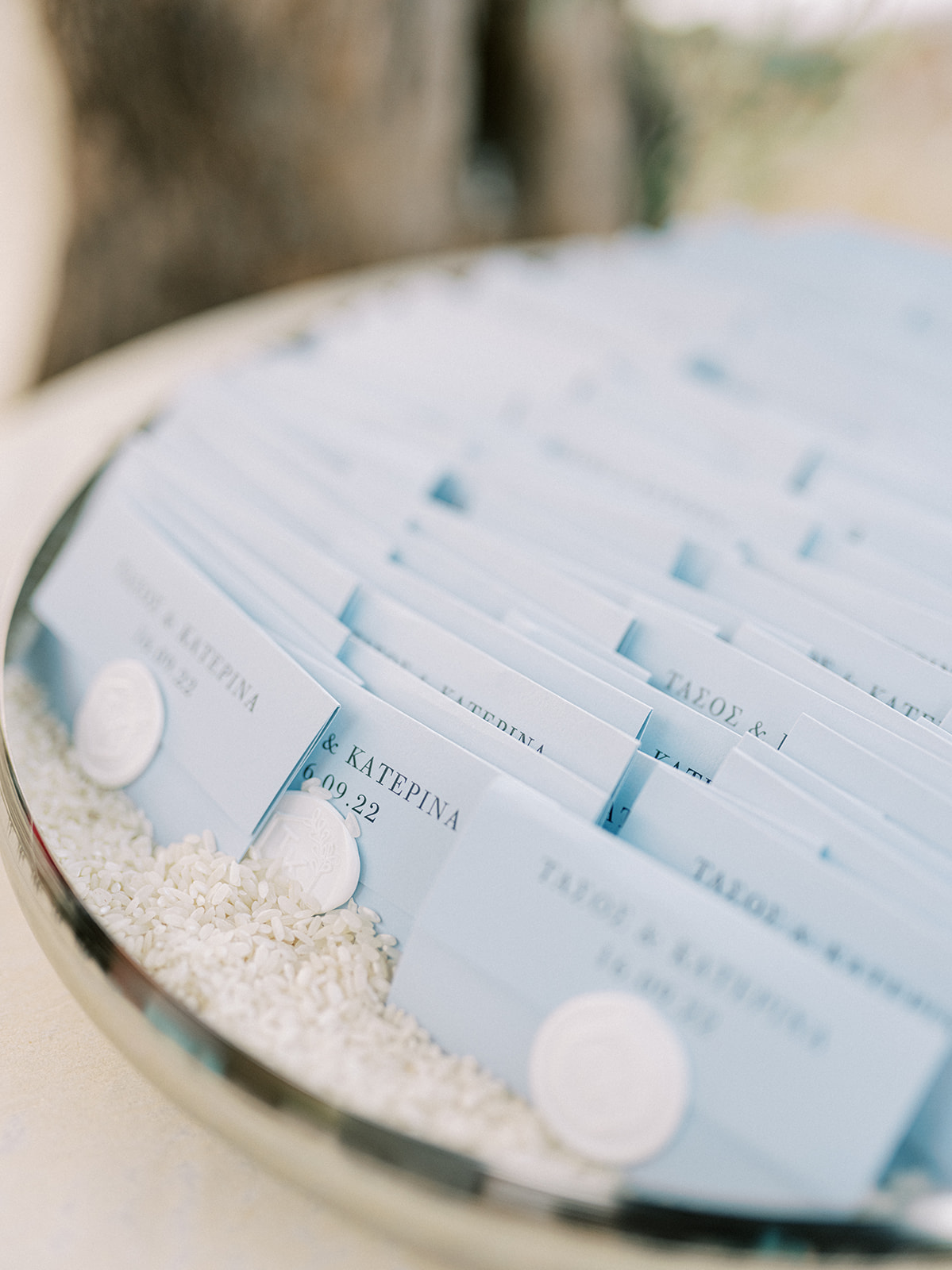 wedding escort cards with a seal