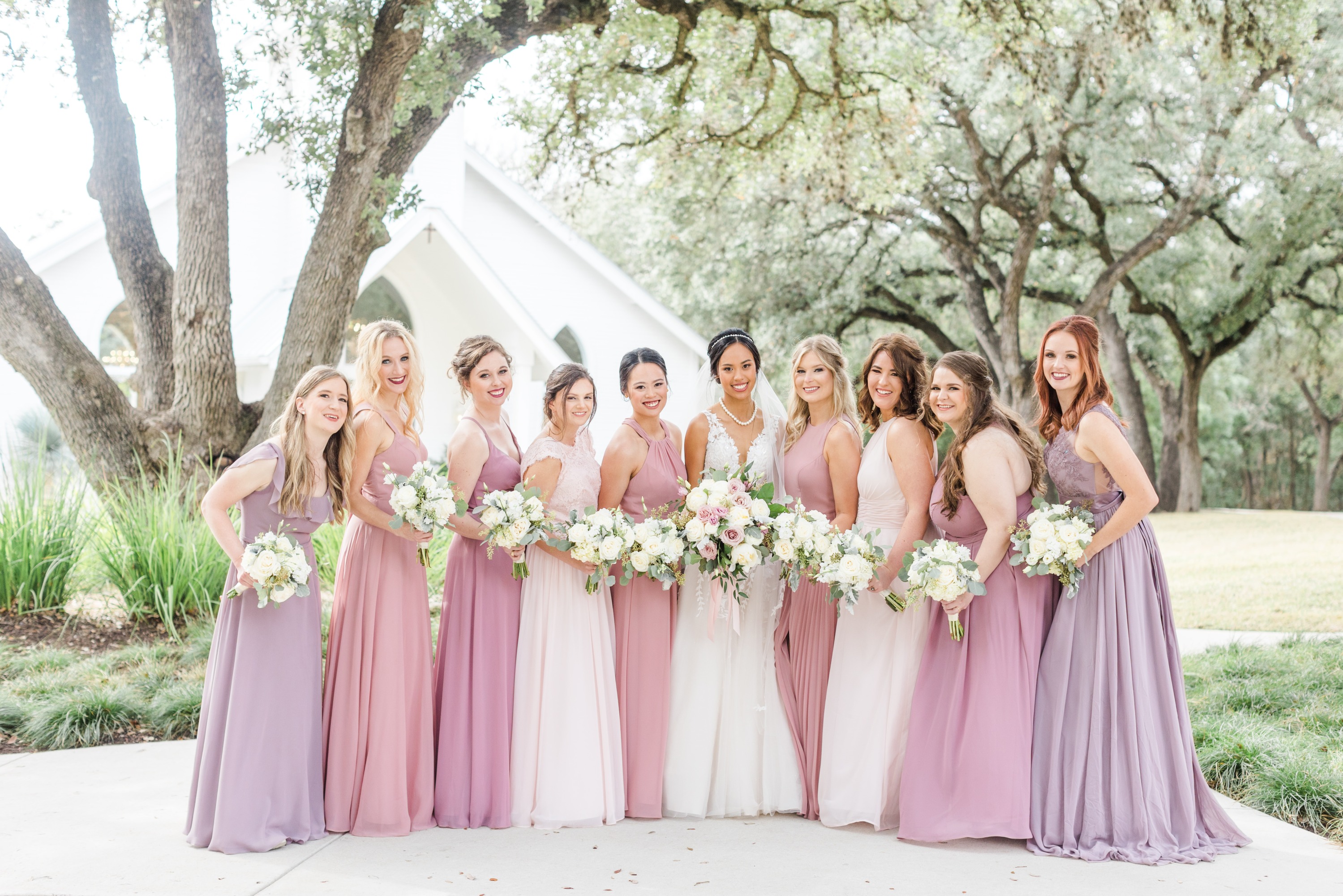 blush and purple wedding dresses