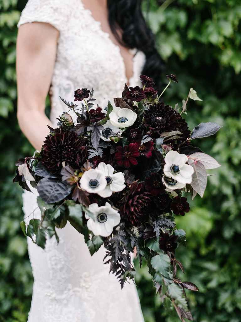 black dahlia wedding bouquet