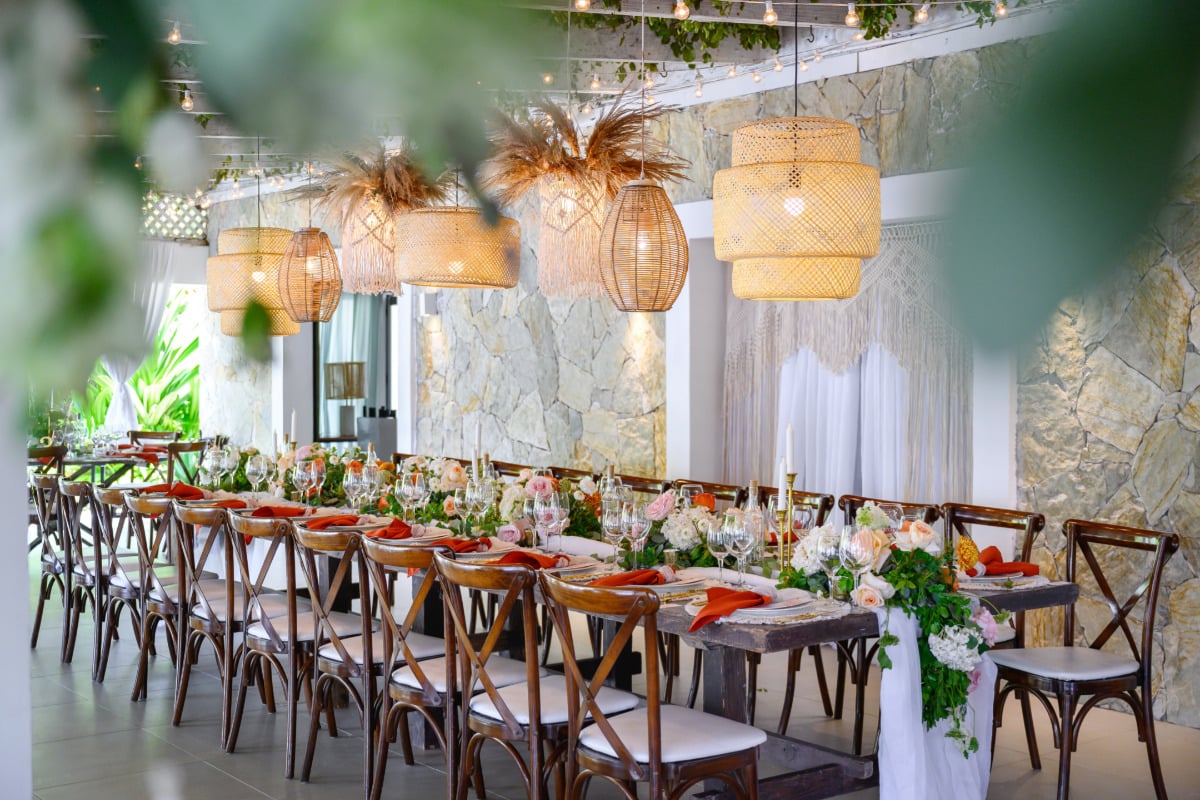 terracotta and white wedding decor