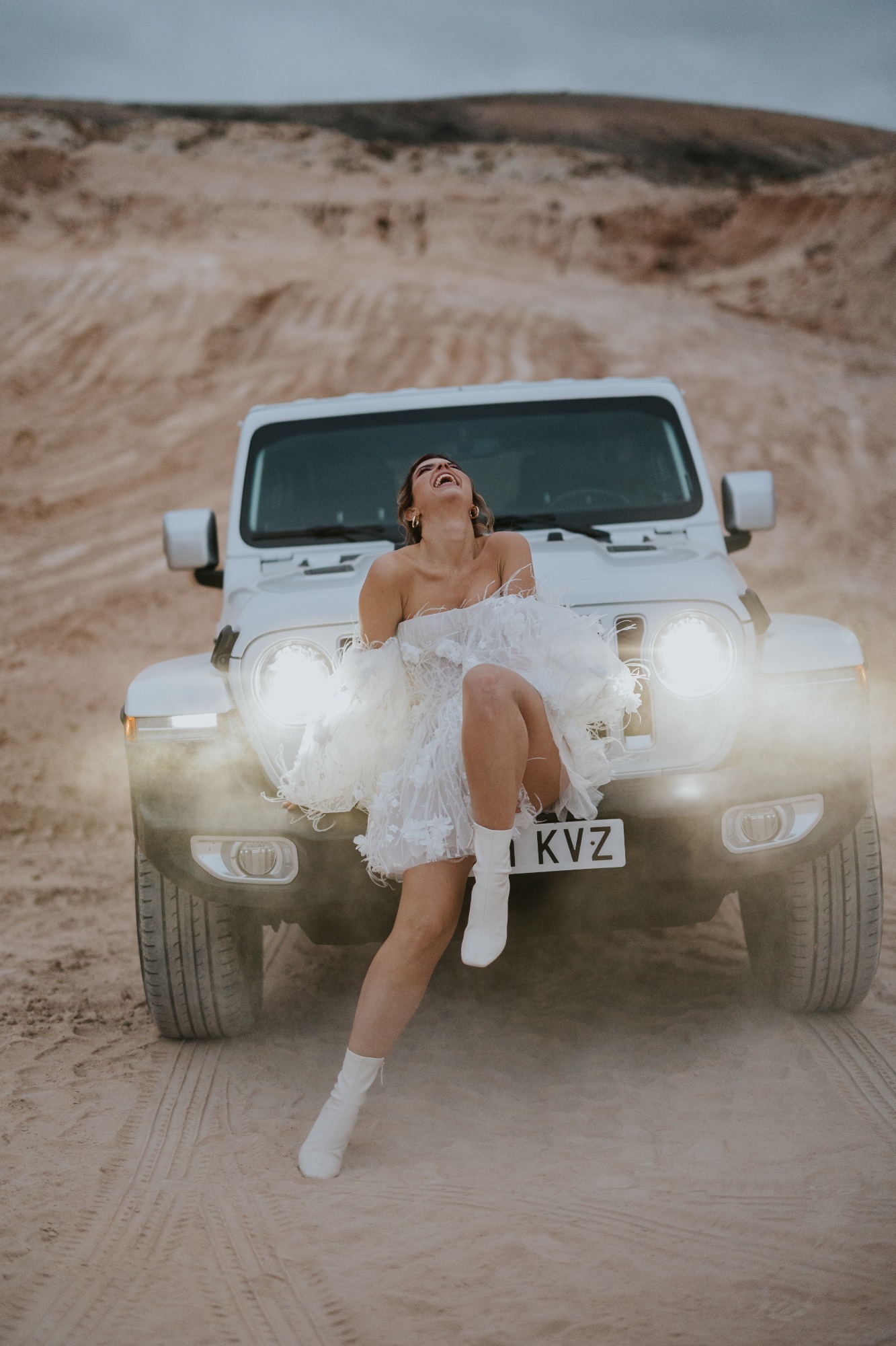adventure desert wedding elopement with Jeep