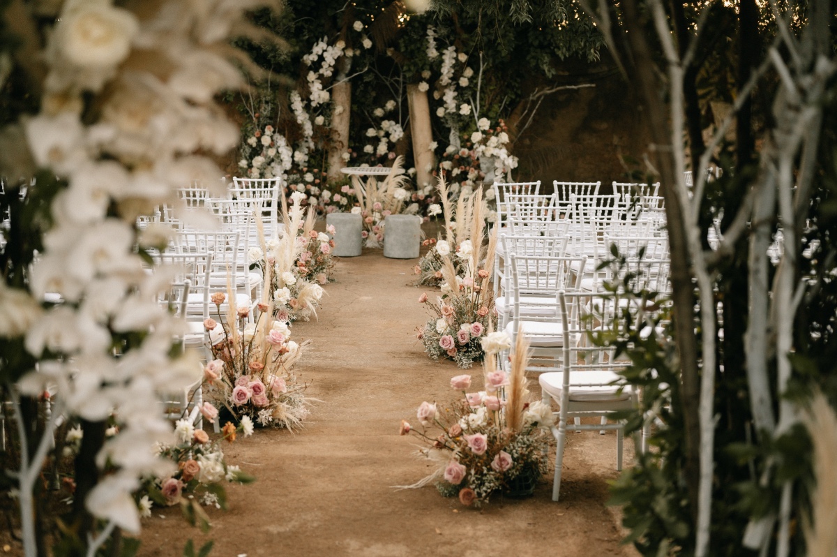 ceremony aisle made out of flowers