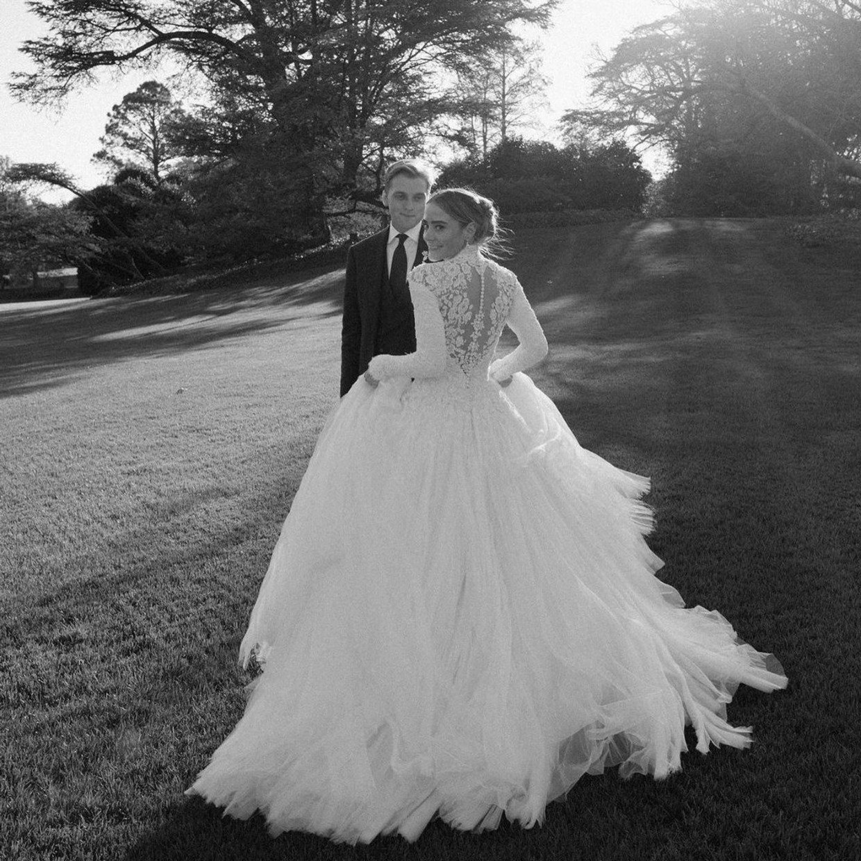 back of Naomi Biden's custom Ralph Lauren wedding gown