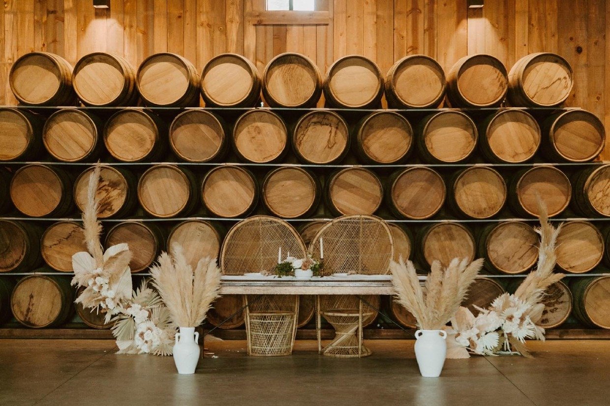Peltzer Winery Sweetheart Table Wine Barrels