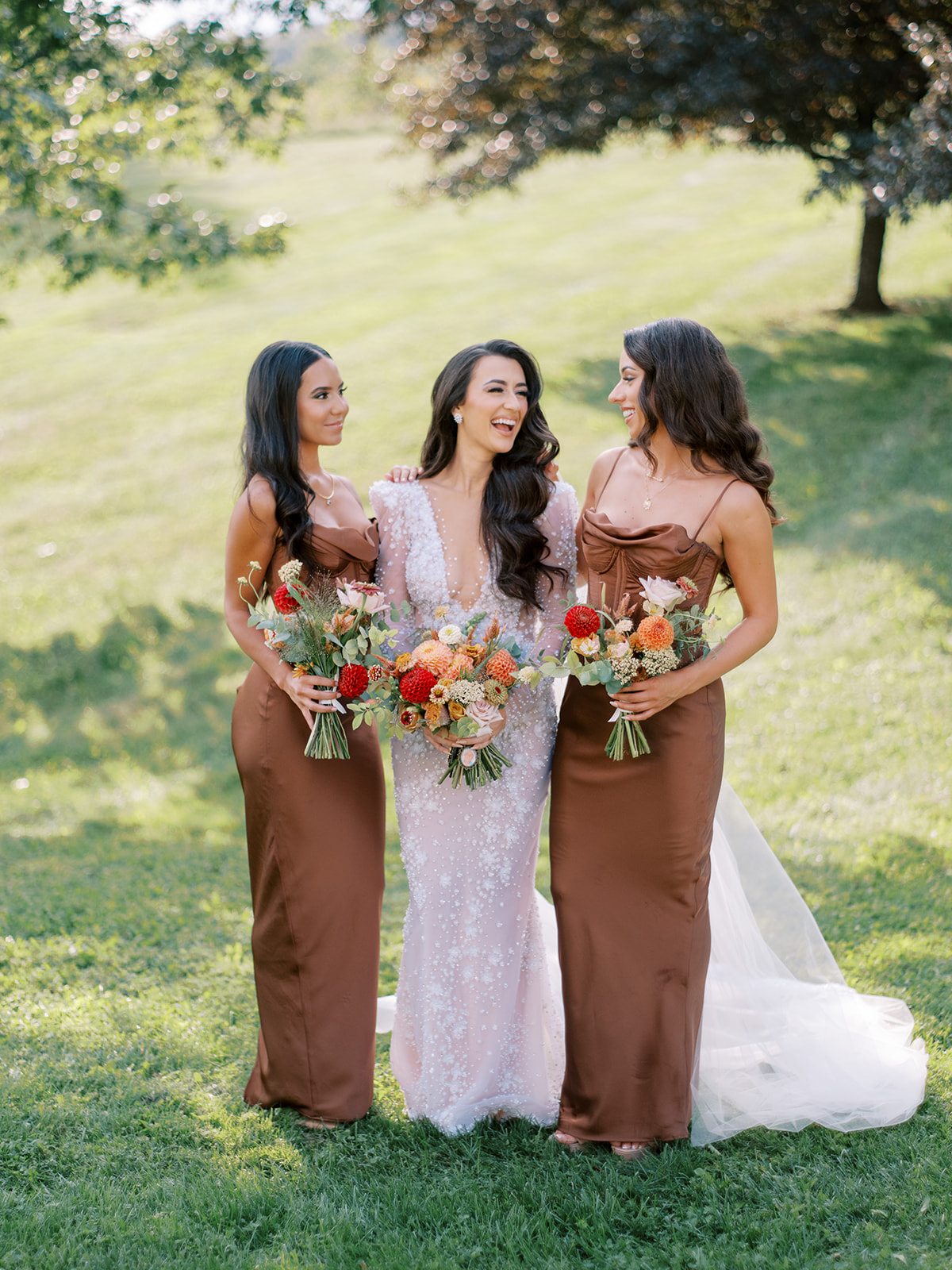 brown bridesmaids dresses
