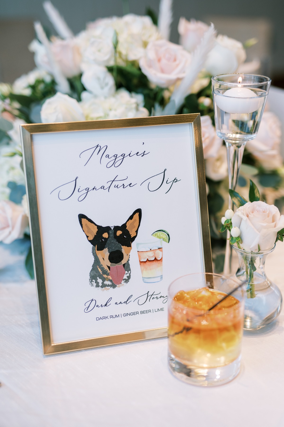 Wedding dog cocktail hour signage