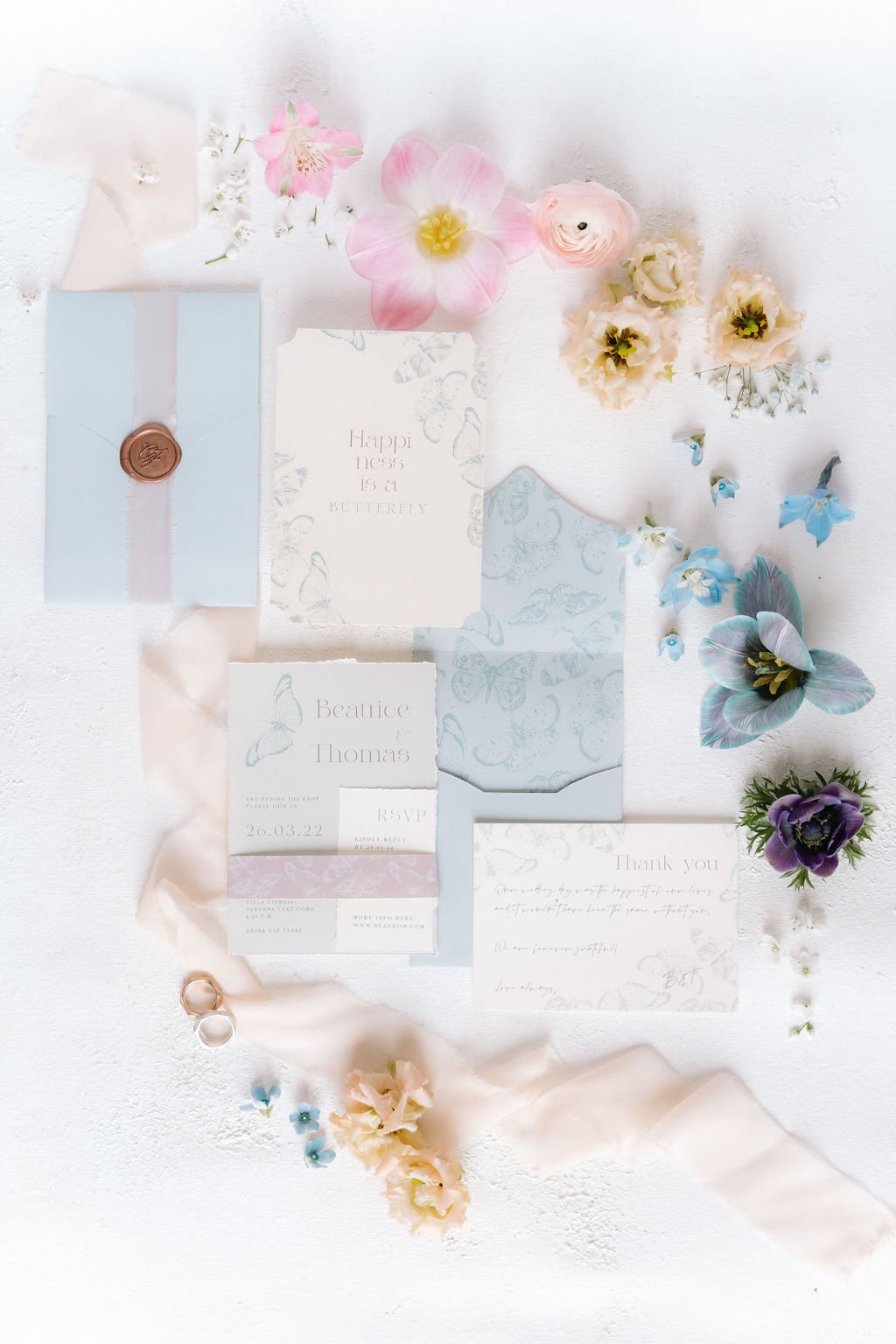butterfly wedding invitation suite