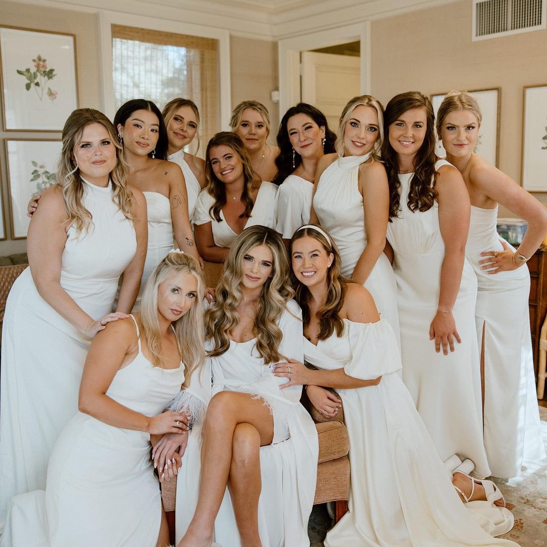 all white bridesmaid dresses