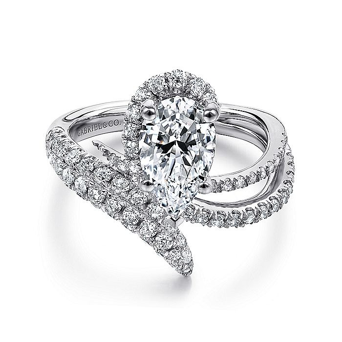 unique twisted pear shaped diamond engagement ring
