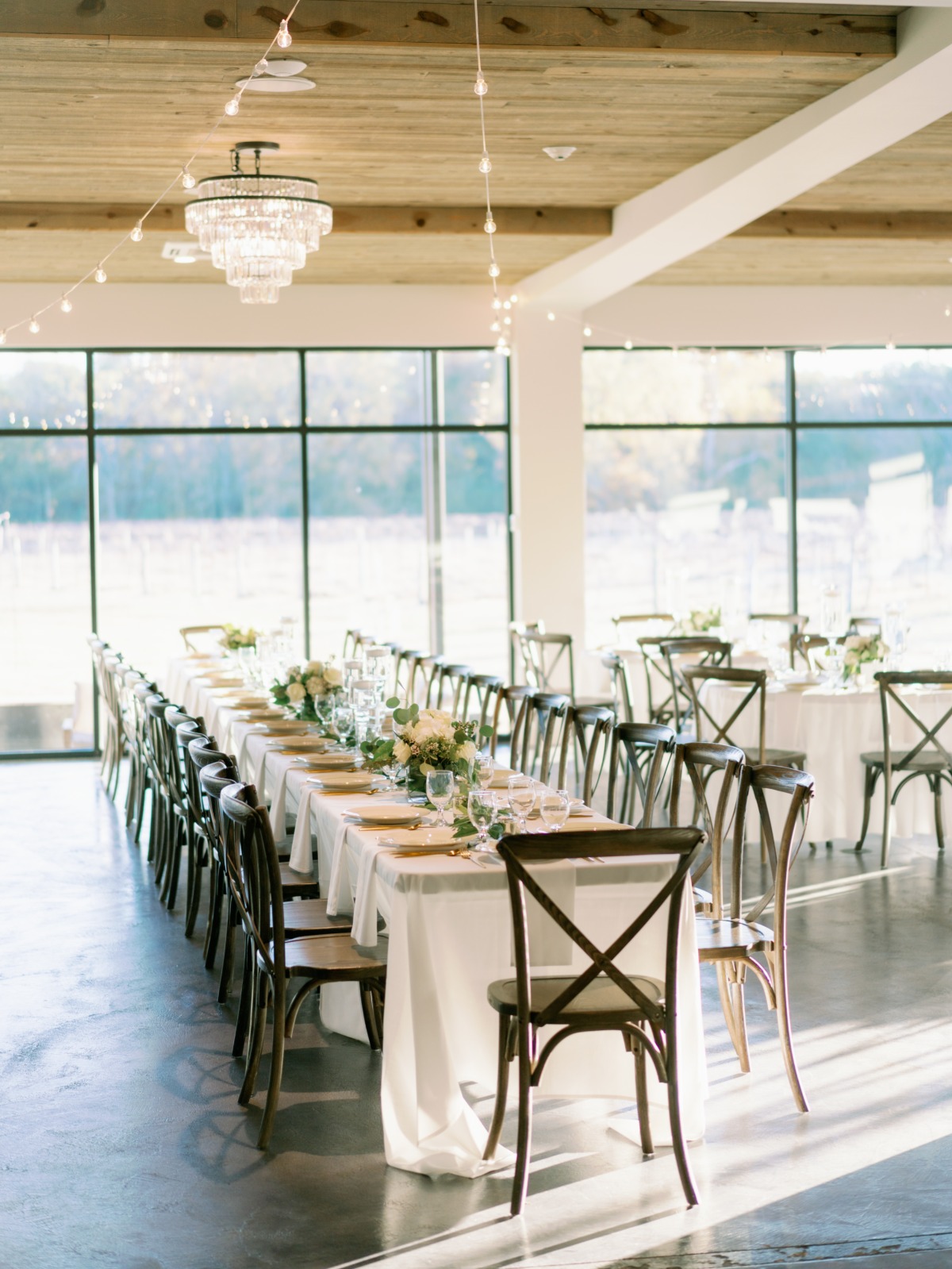 wedding venue with floor to ceiling windows