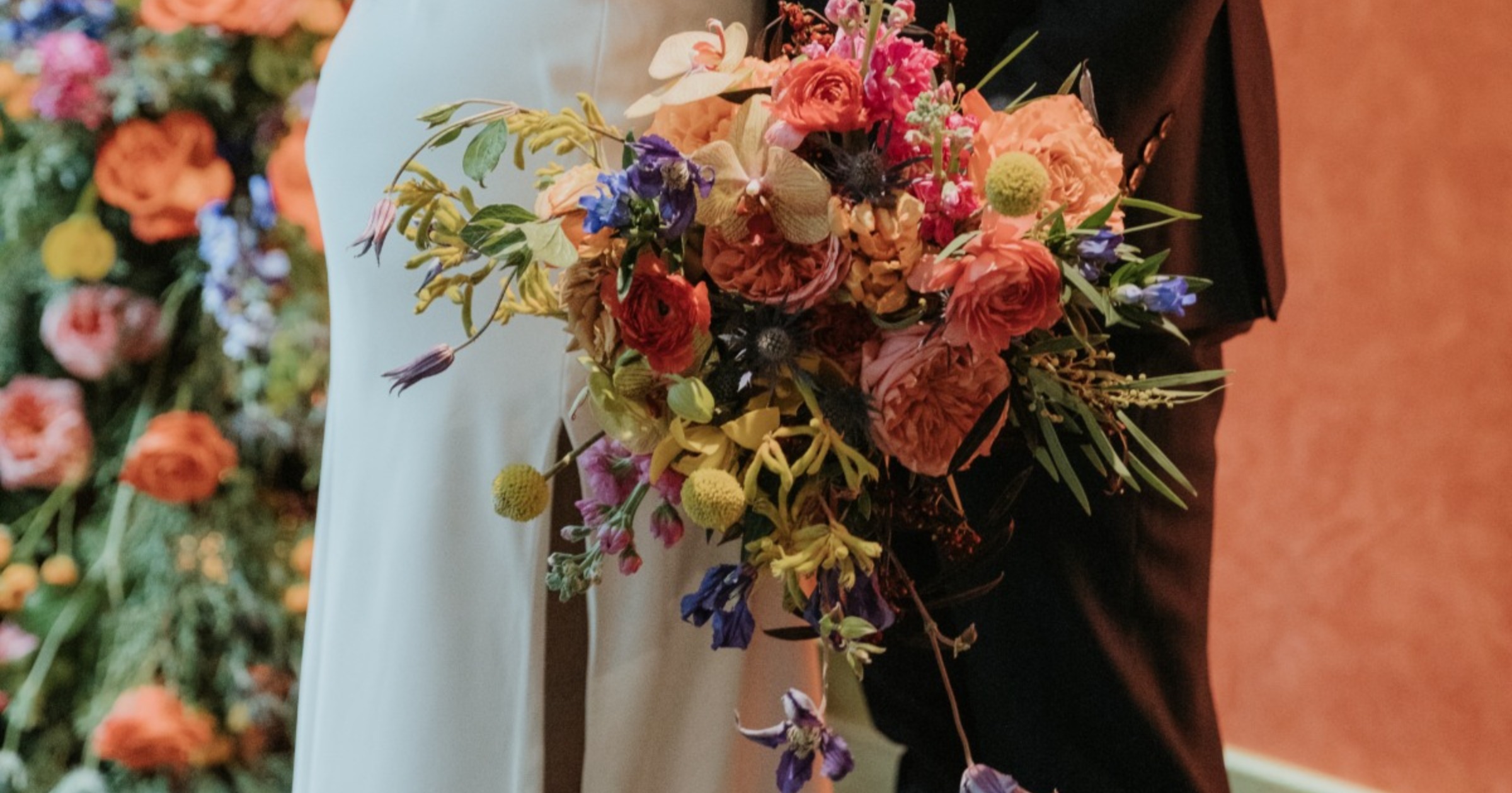 A modern wedding with bold colors in the most unlikely place