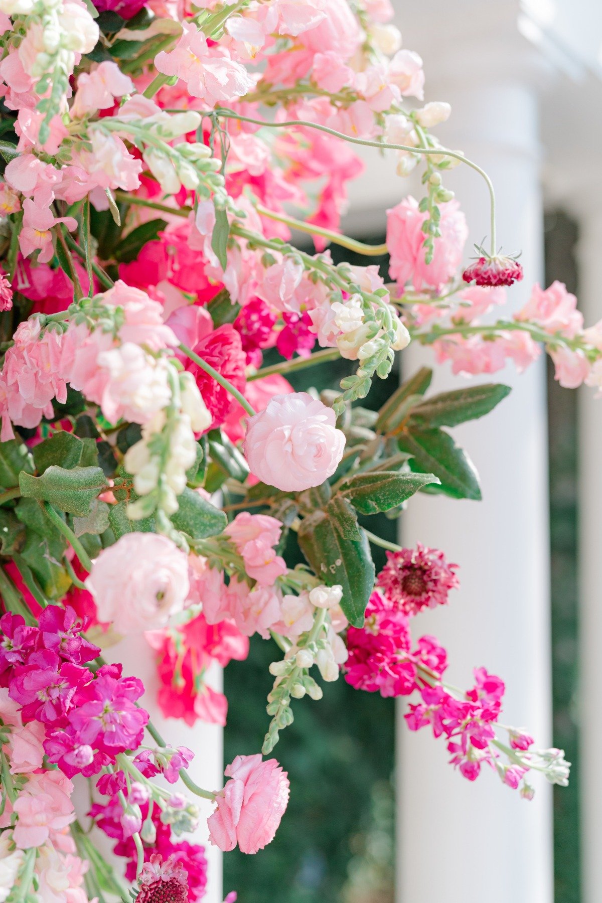 shades of pink wedding arrangements