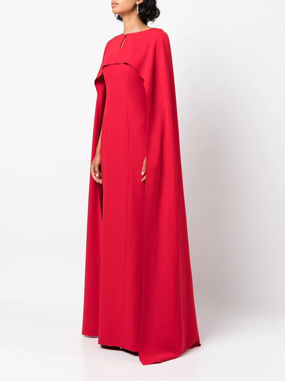 modern red cape wedding gown