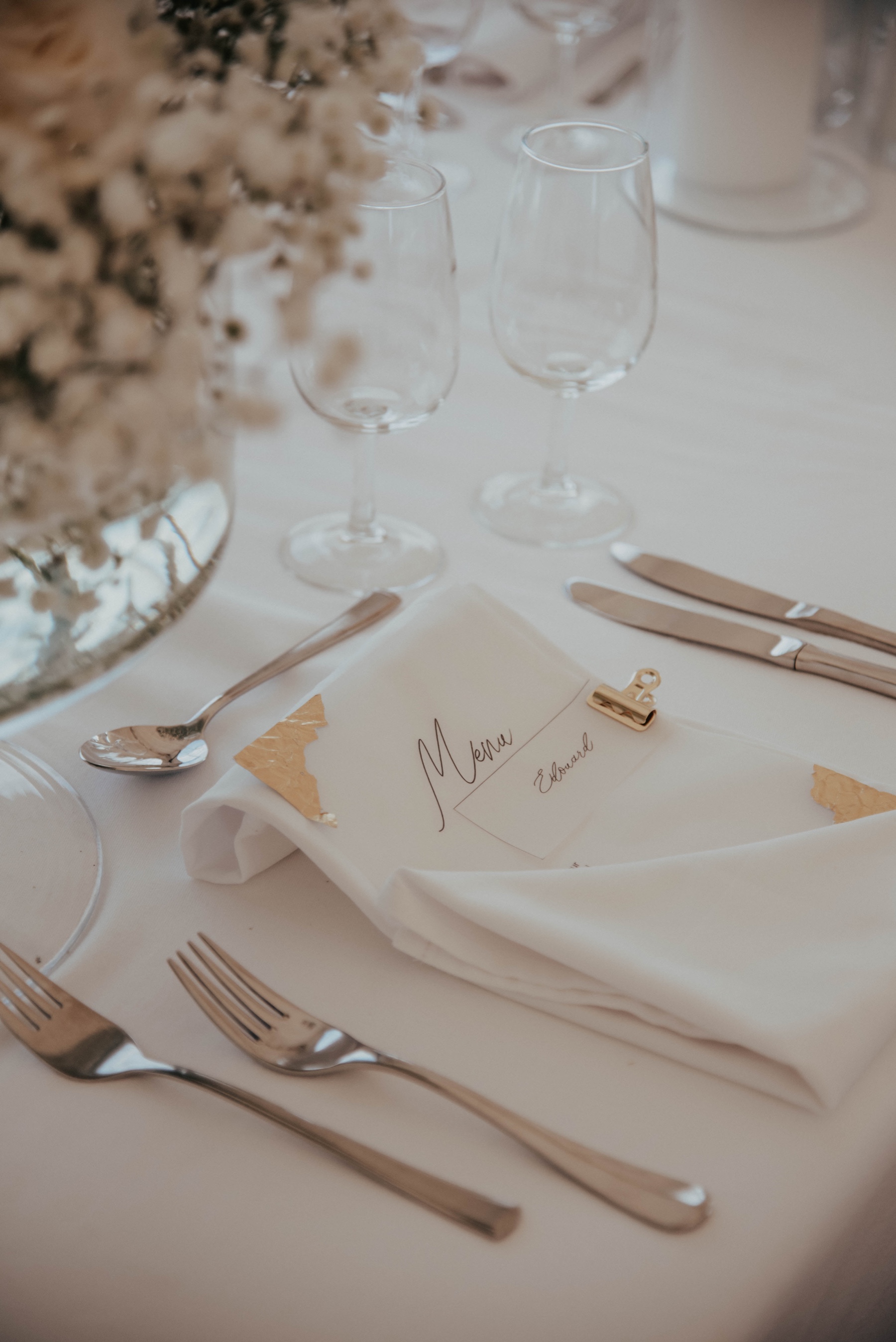 gold leaf wedding menus