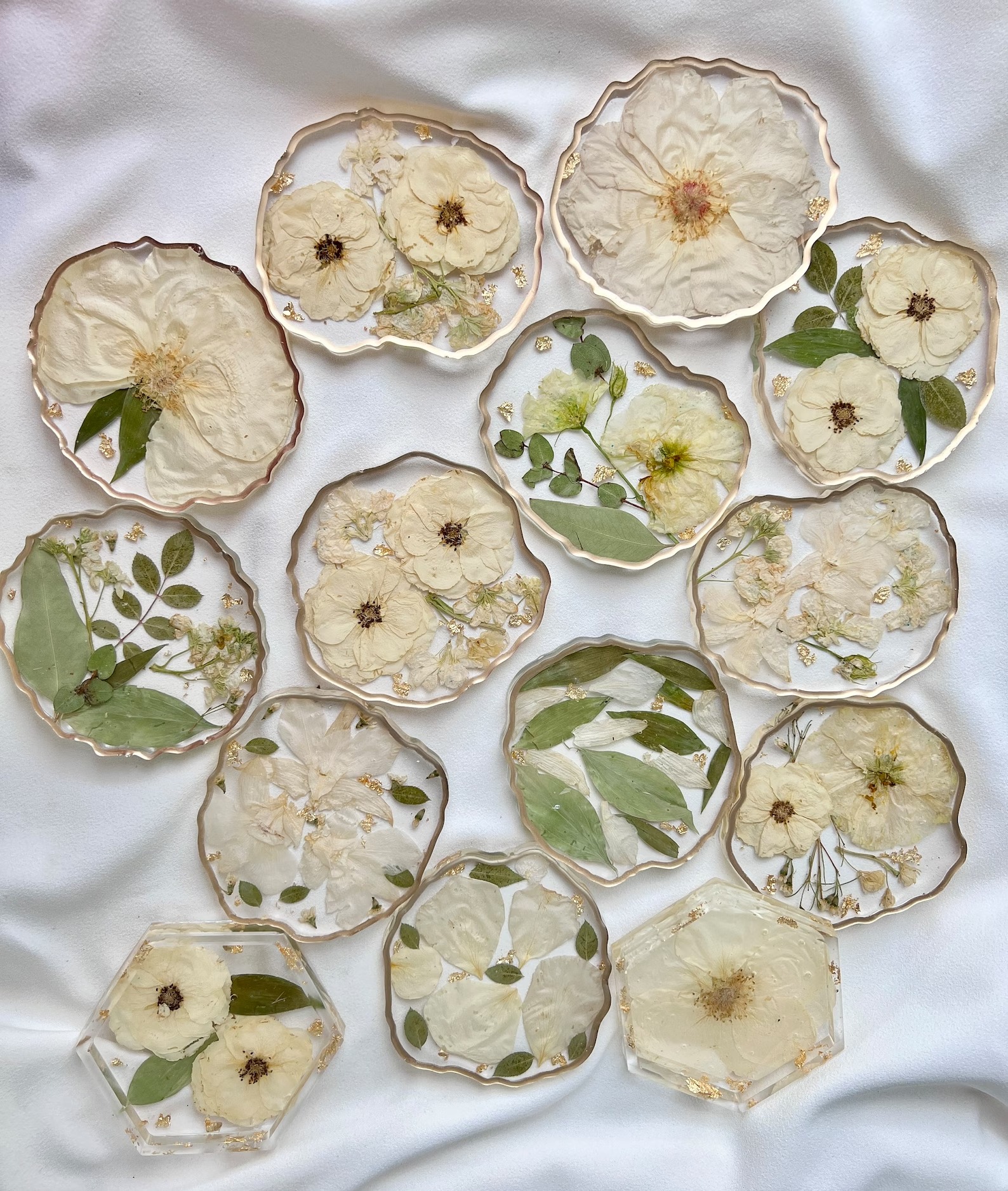 coasters made from wedding flowers