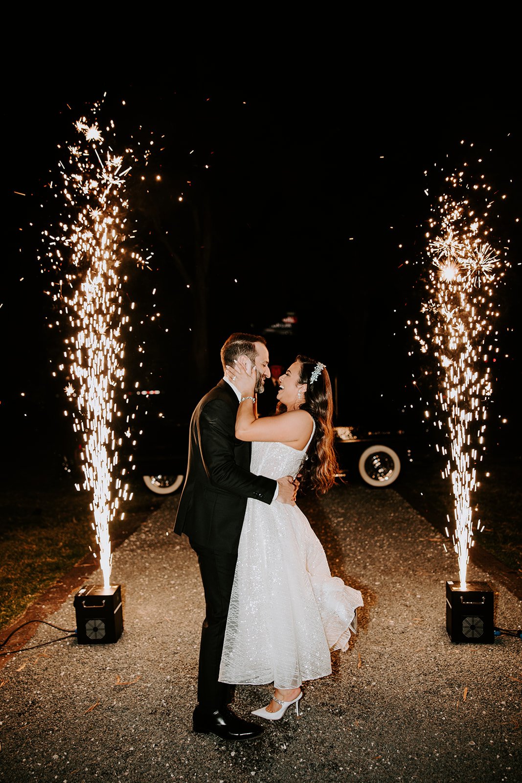 custom fireworks exit at wedding