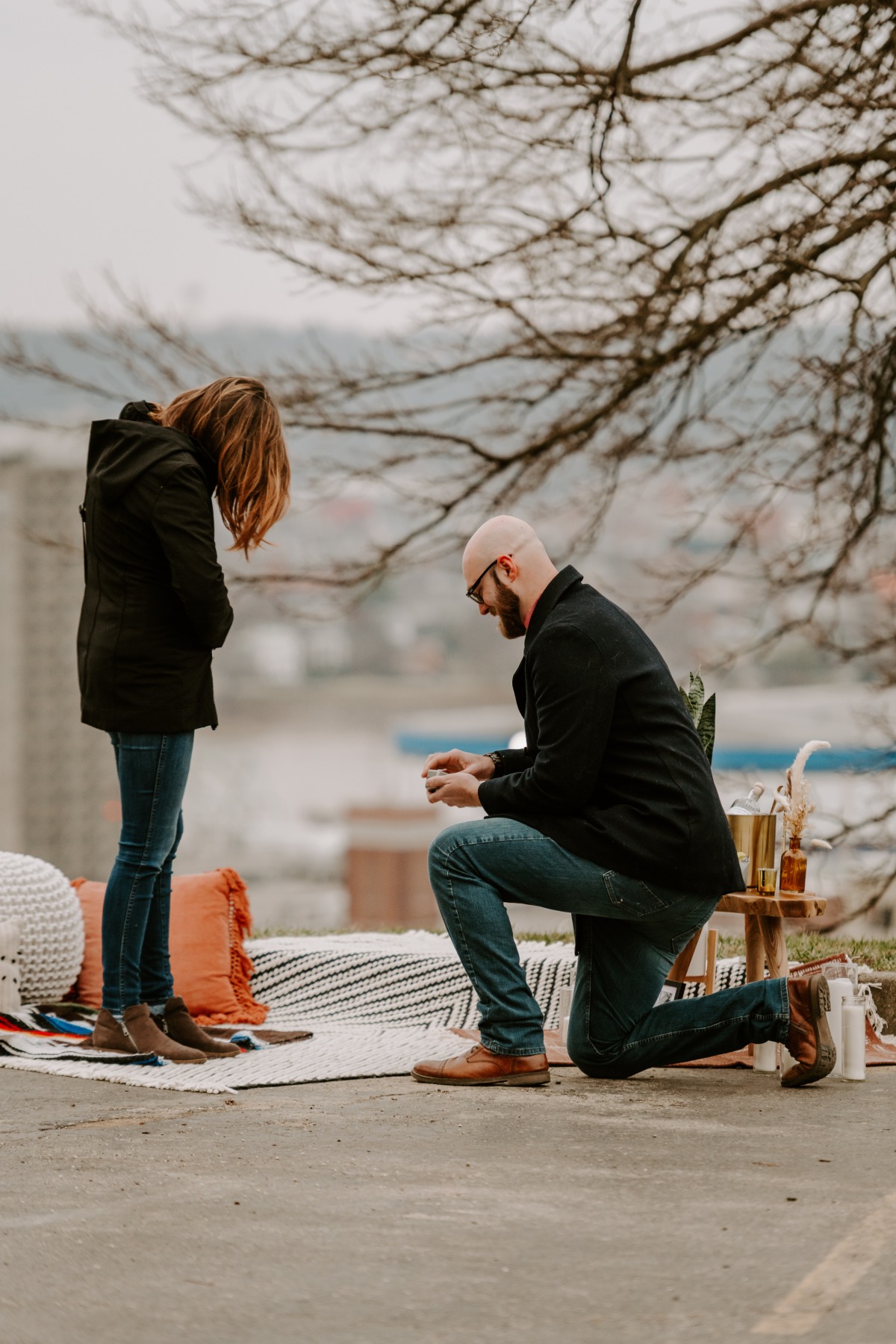 proposal with a city view
