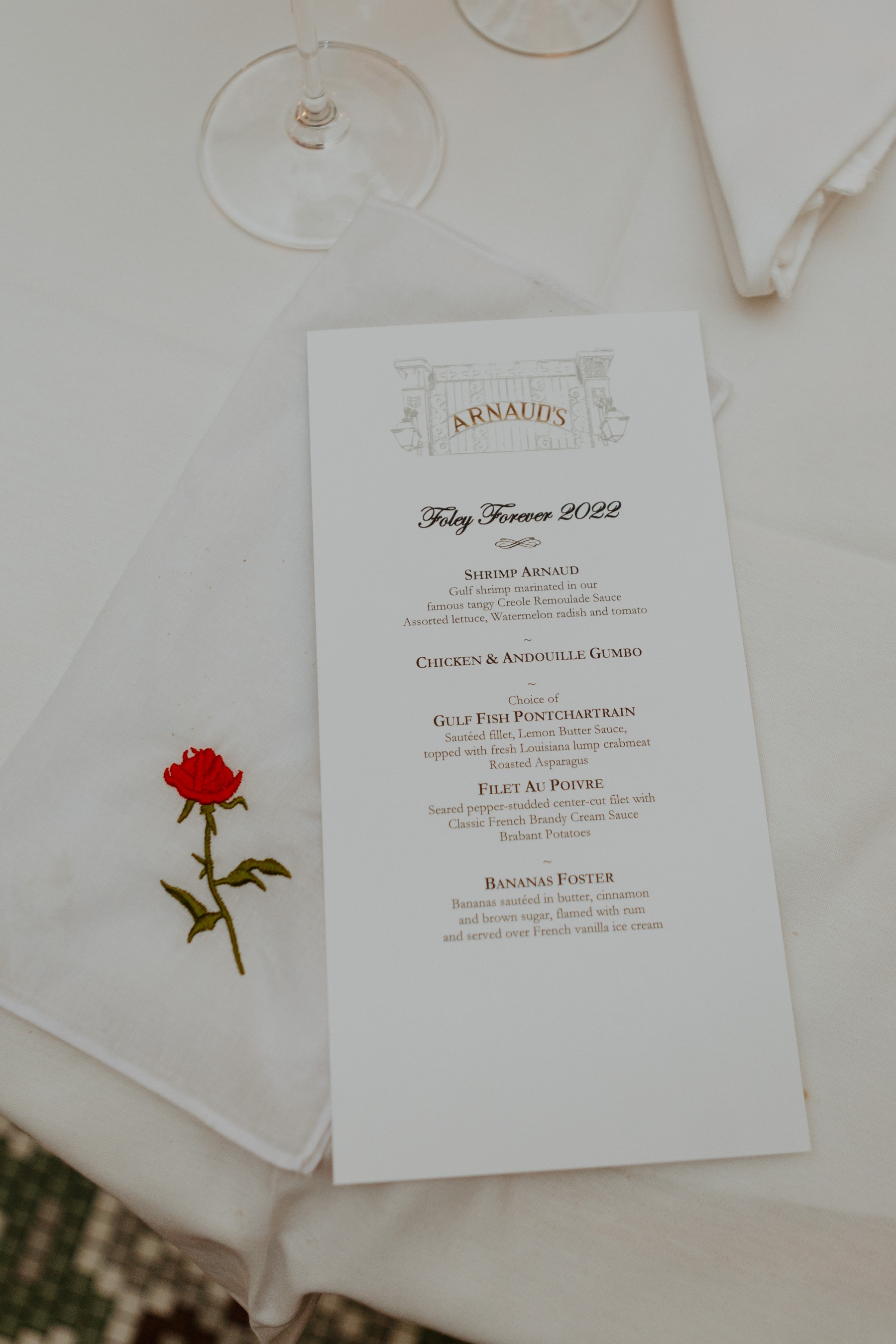 custom rose embroidered wedding napkins