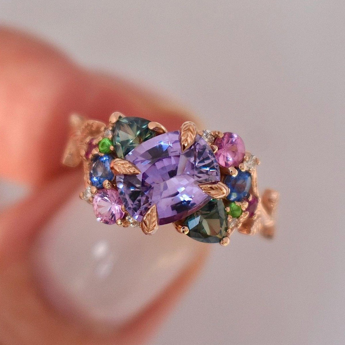 purple sapphire engagement ring from Albrecht jewelry