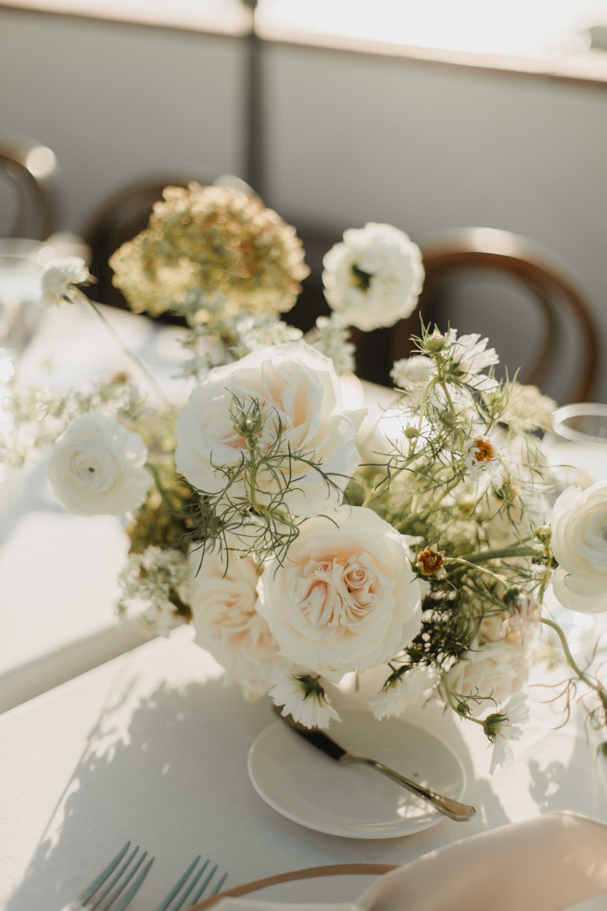 green and white centerpiece