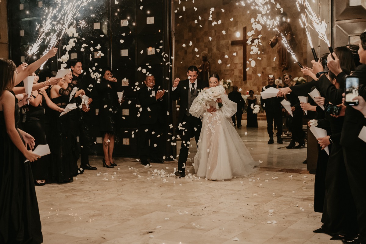 confetti toss at wedding reception