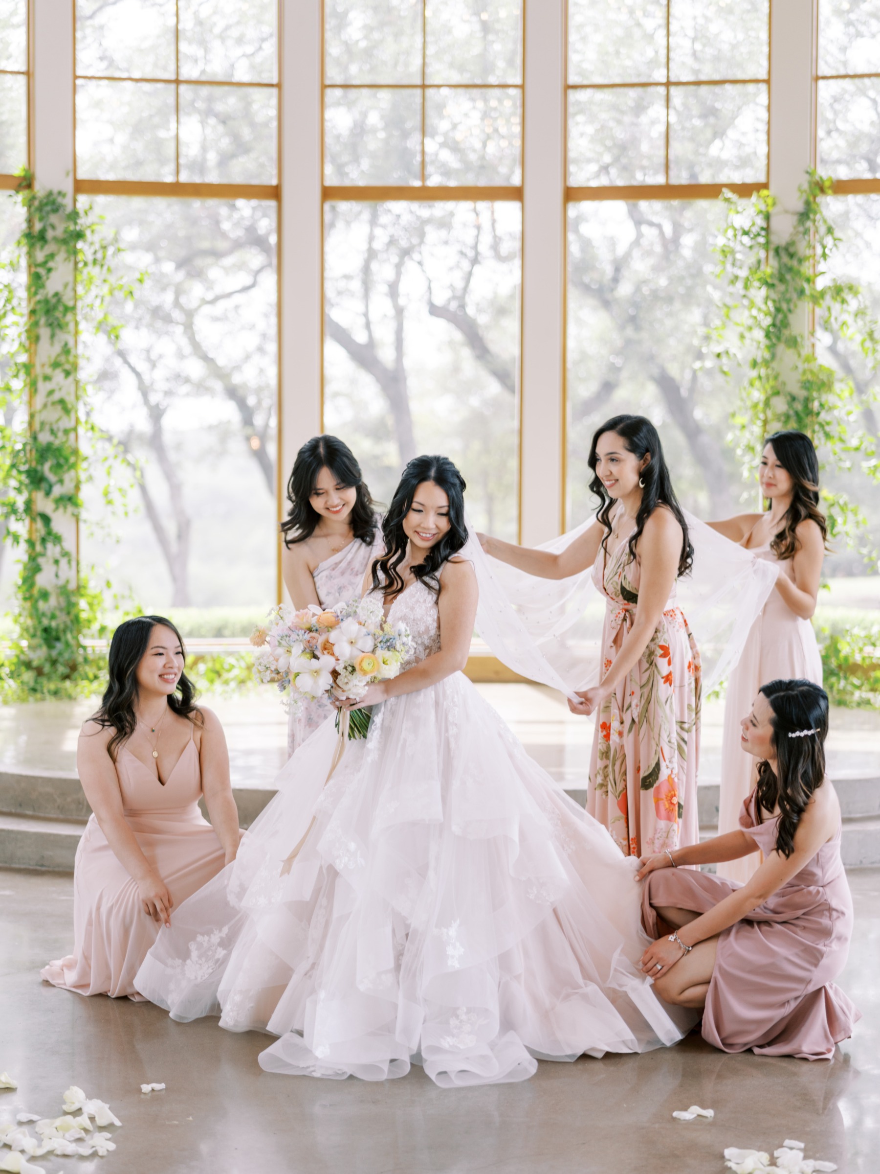 blush-toned bridesmaid dresses