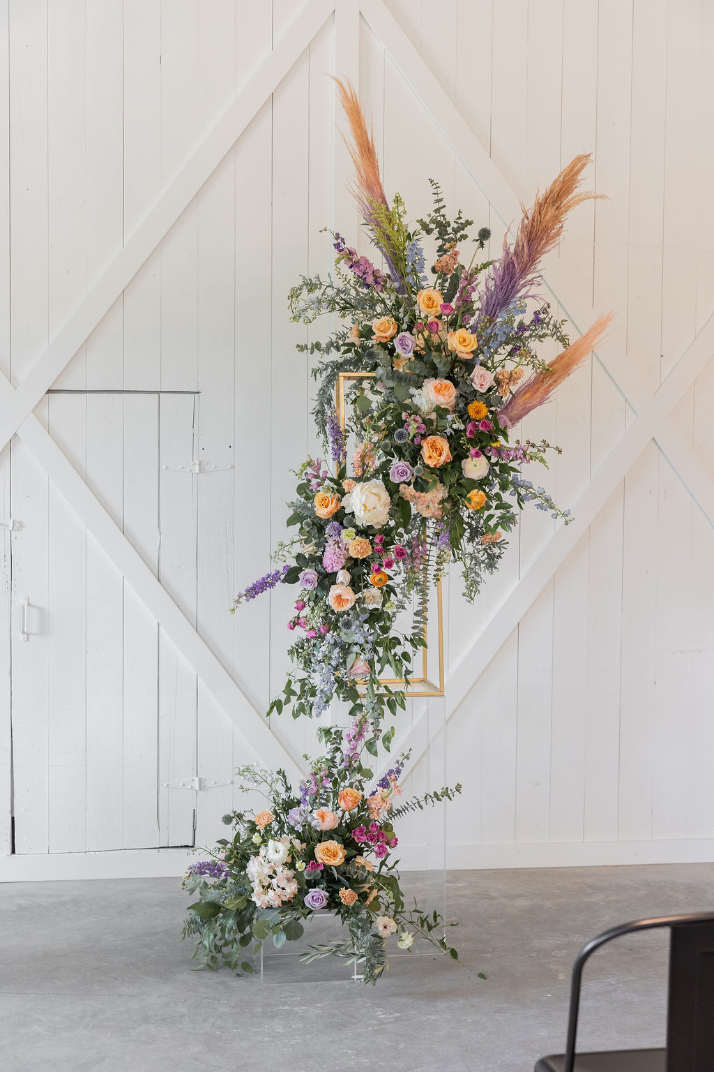 colorful wedding flower arch