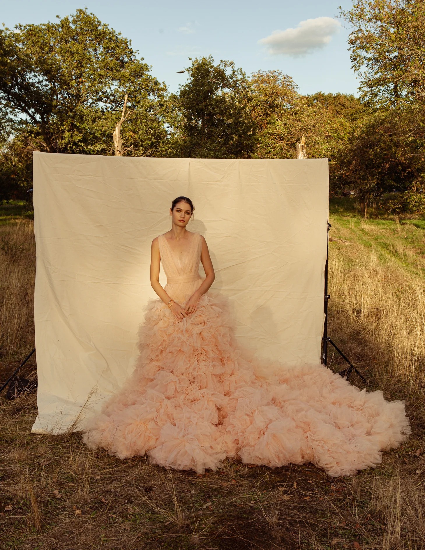 dramatic blush tulle gown