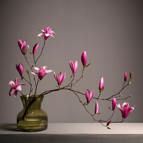 bright magenta Ikebana floral arrangement