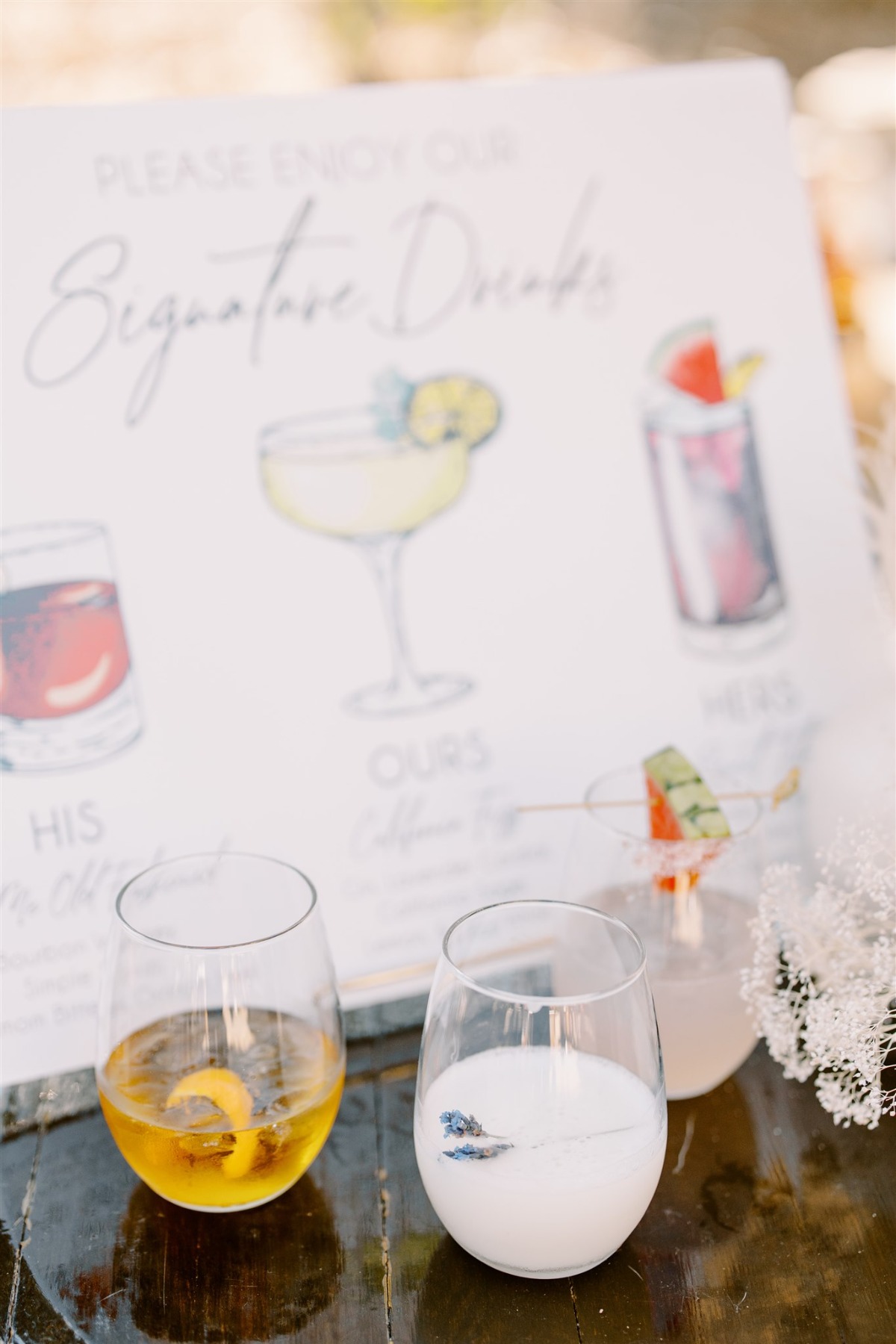 custom watercolor wedding bar menu