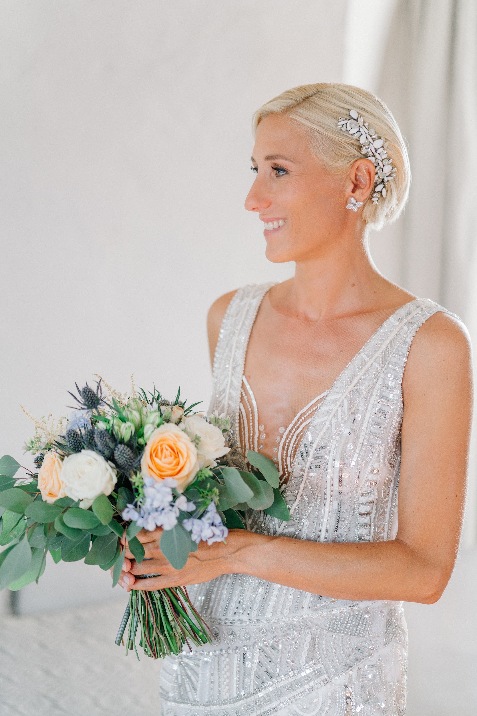 beaded patterned wedding dress